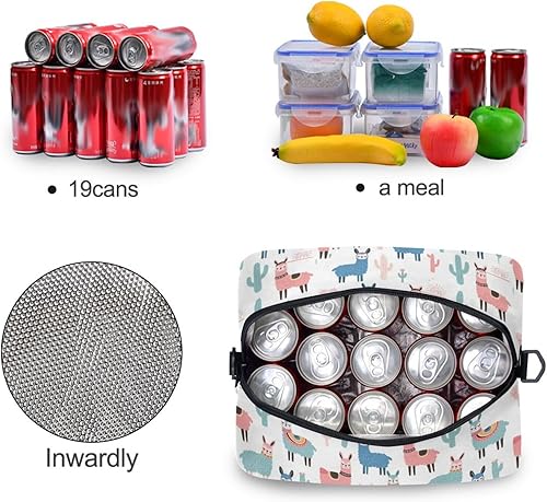 Miniatura 4 de Bolsas de almuerzo de alpaca con llama para mujer, con plantas tropicales, cactus, bolsa de almuerzo, resistente al agua, térmica, hielera,