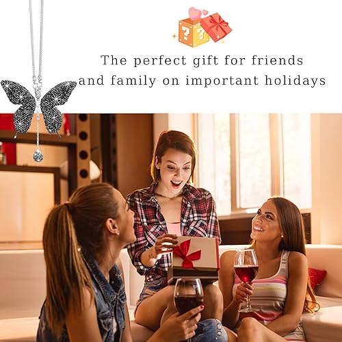 Miniatura 5 de Accesorios de automóvil con diseño de mariposa brillante para mujer, colgante de adorno de espejo retrovisor de automóvil, regalo del día de San