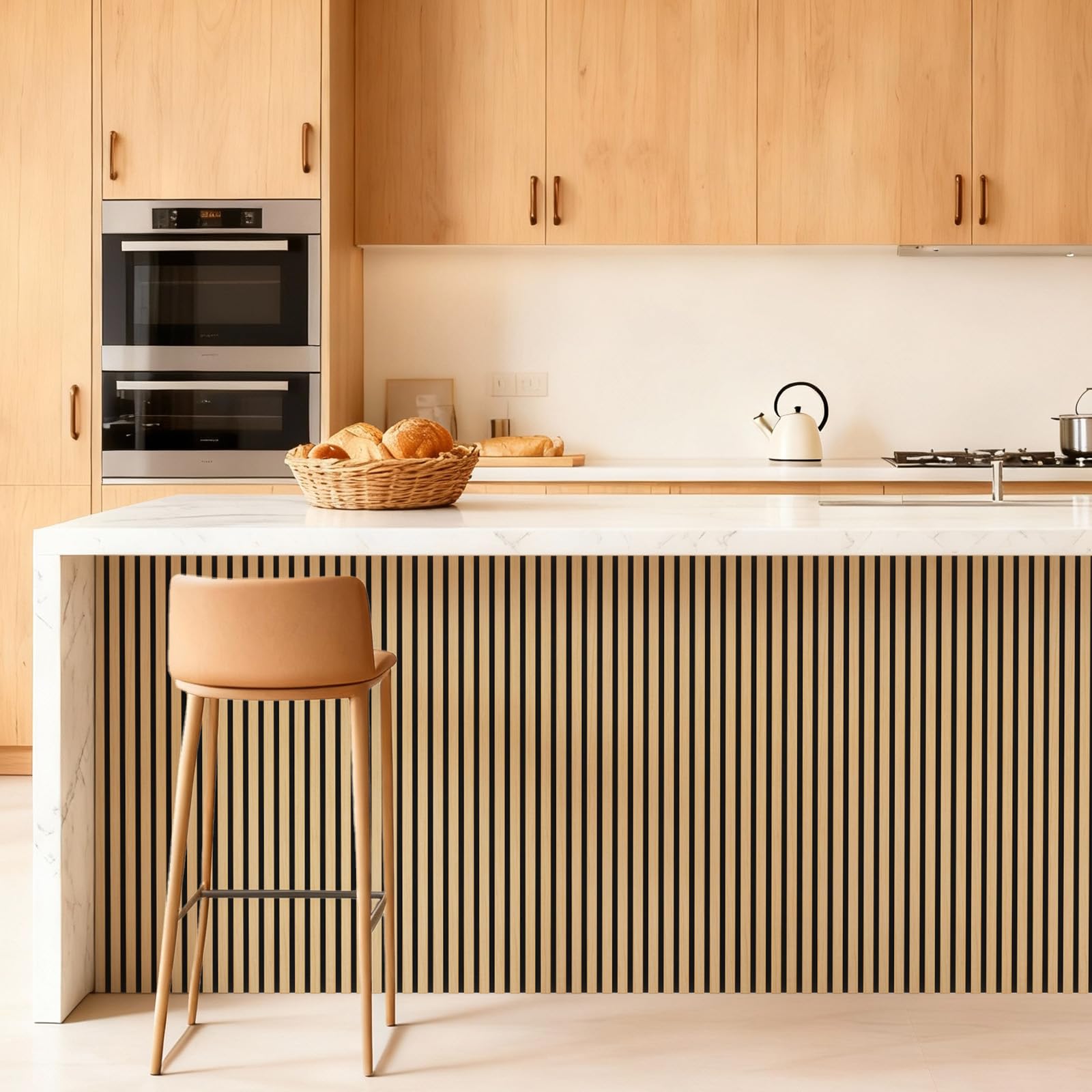 TONOR Pannelli Fonoassorbenti Legno Impiallacciato 120 x 60 cm 2.88㎡ Pannelli Decorativi Pareti 3D Teak
