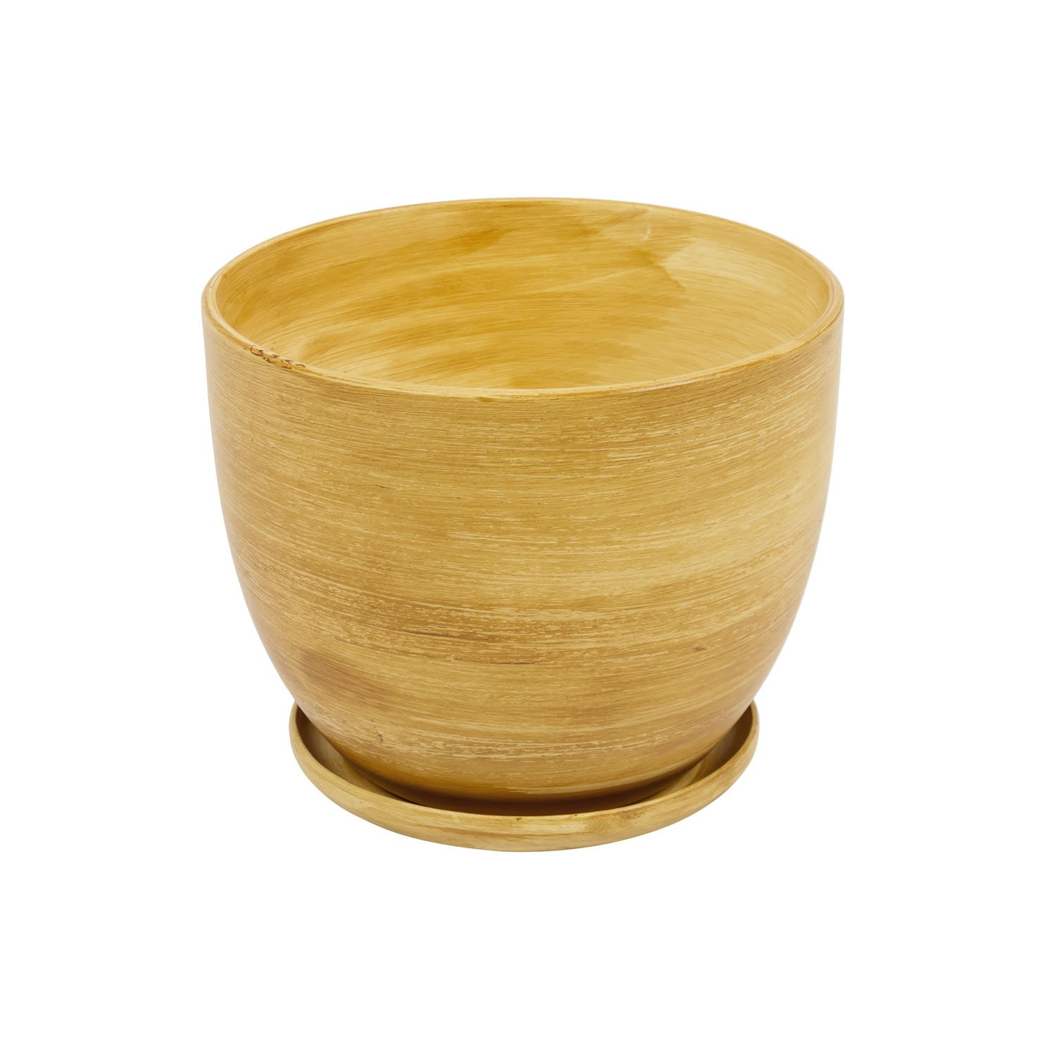 Keramik Blumentopf Übertopf Keramiktopf braun D 190 mm Schale inkl. Untersetzer Garten