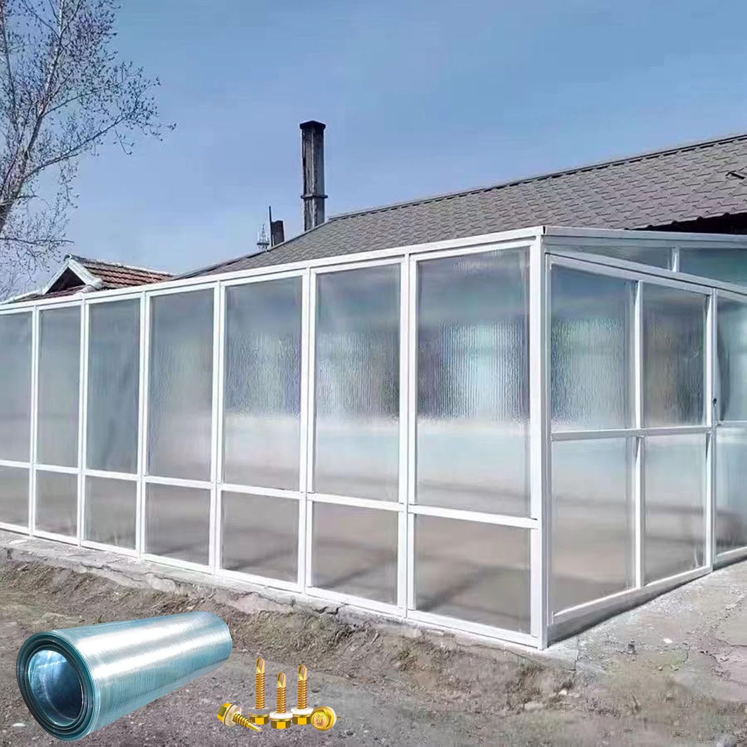 Placas de Policarbonato para Tejado Láminas de Plástico Planchas Aislamiento Térmico Impermeable,Paneles de Repuesto para Invernadero,Cobertizo,Jardín Toldo,Fácil de Cortar (0,75m x 7m)