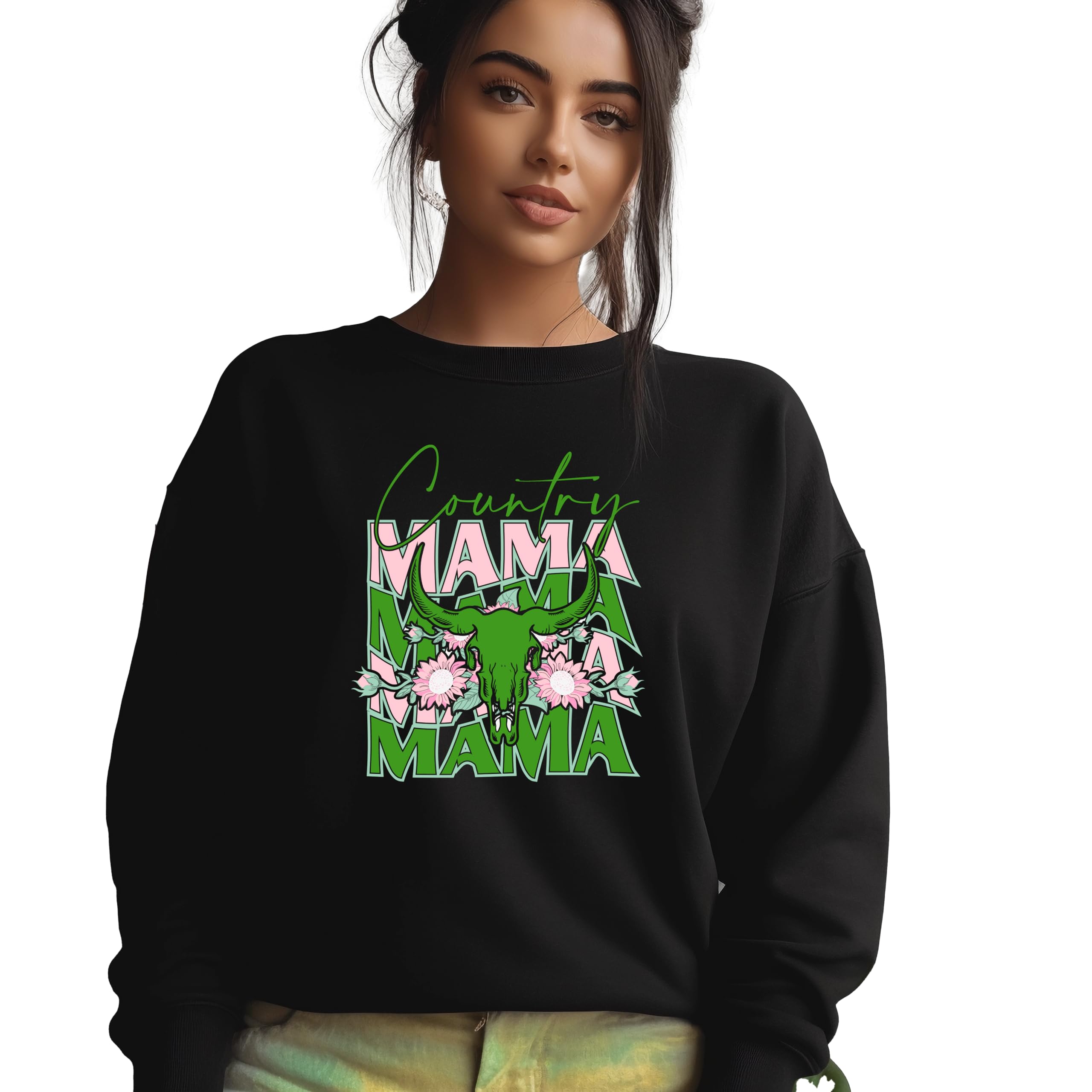 Bull Printed Mom Sweater, Boy Mama Sweatshirt, Grandma Sweater, Winter Hoodies for Women, High Quality Casual Shirt, Comfortable Long Sleeve