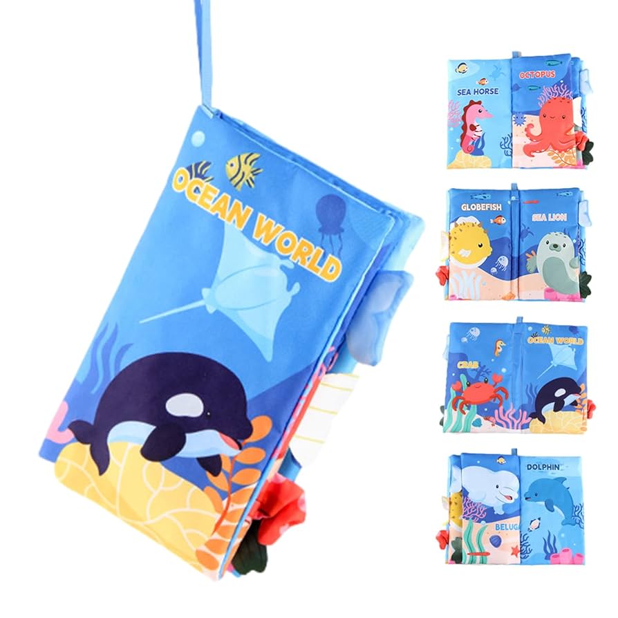 Libro Di Stoffa Con Code Animali Per Neonati - Giocattolo Sensoriale Con Suoni