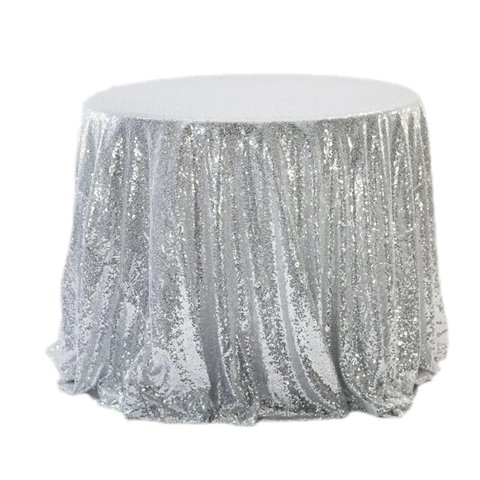 ZNTIHZ 1pcs Tablecloth Round Table Cloth Birthday Wedding Banquet Dinning Decor 60-130CM For Wedding Party Banquet(Silver,60cm)