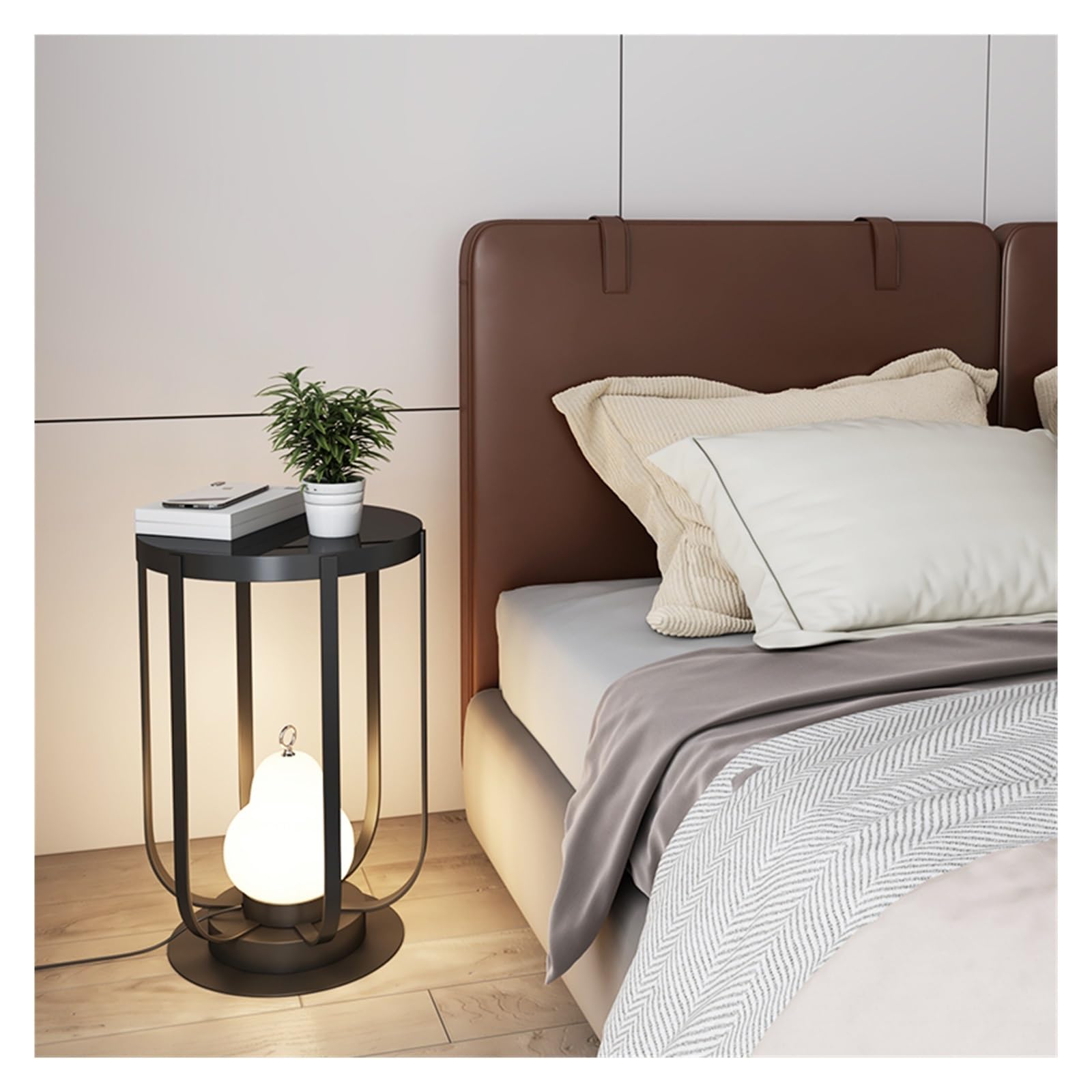 Z4T8M2K6G5 Tall Standing Lamp Floor Lamp with Coffee Table Shelving, Industrial Decoration Lamps(Black)