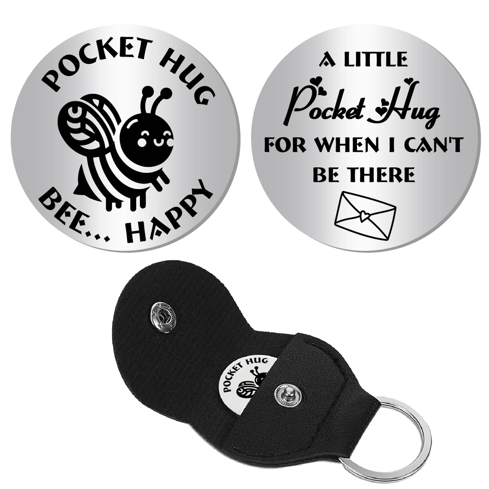 CREATCABIN Pocket Hug Token Keychain – Stainless Steel Encouragement Gift For Long Distance Relationships, Friends & Family - View #6