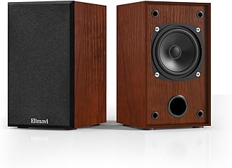 Elimavi Passive Bookshelf Speakers for Home Theater Surround Sound, Satellite Stereo Speakers with Classic Wood Grain for Record Player/Computer/TV, Wall Mountable, Cable Included, Wood Grain Color