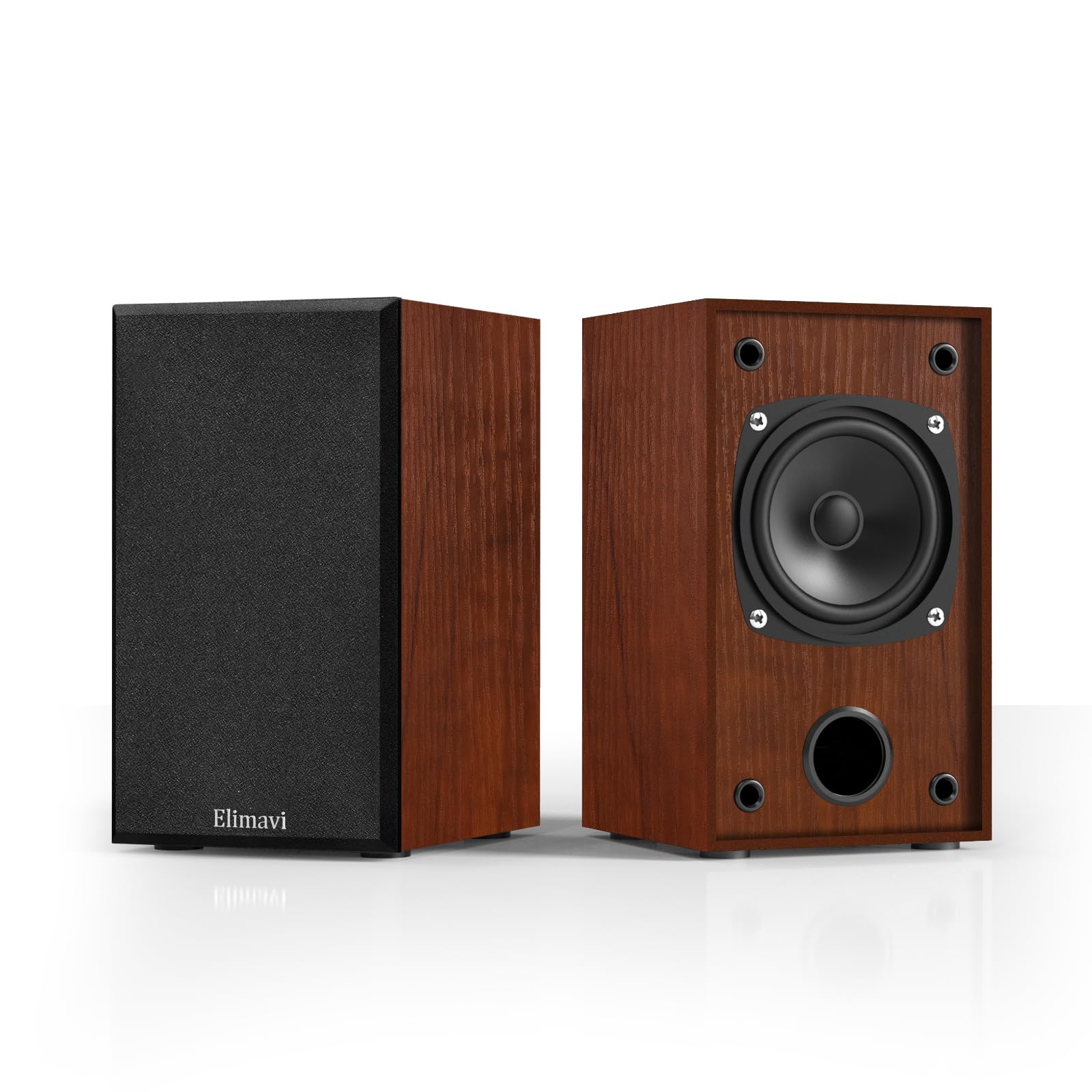 Elimavi Passive Bookshelf Speakers for Home Theater Surround Sound, Satellite Stereo Speakers with Classic Wood Grain for Record Player/Computer/TV, Wall Mountable, Cable Included, Wood Grain Color