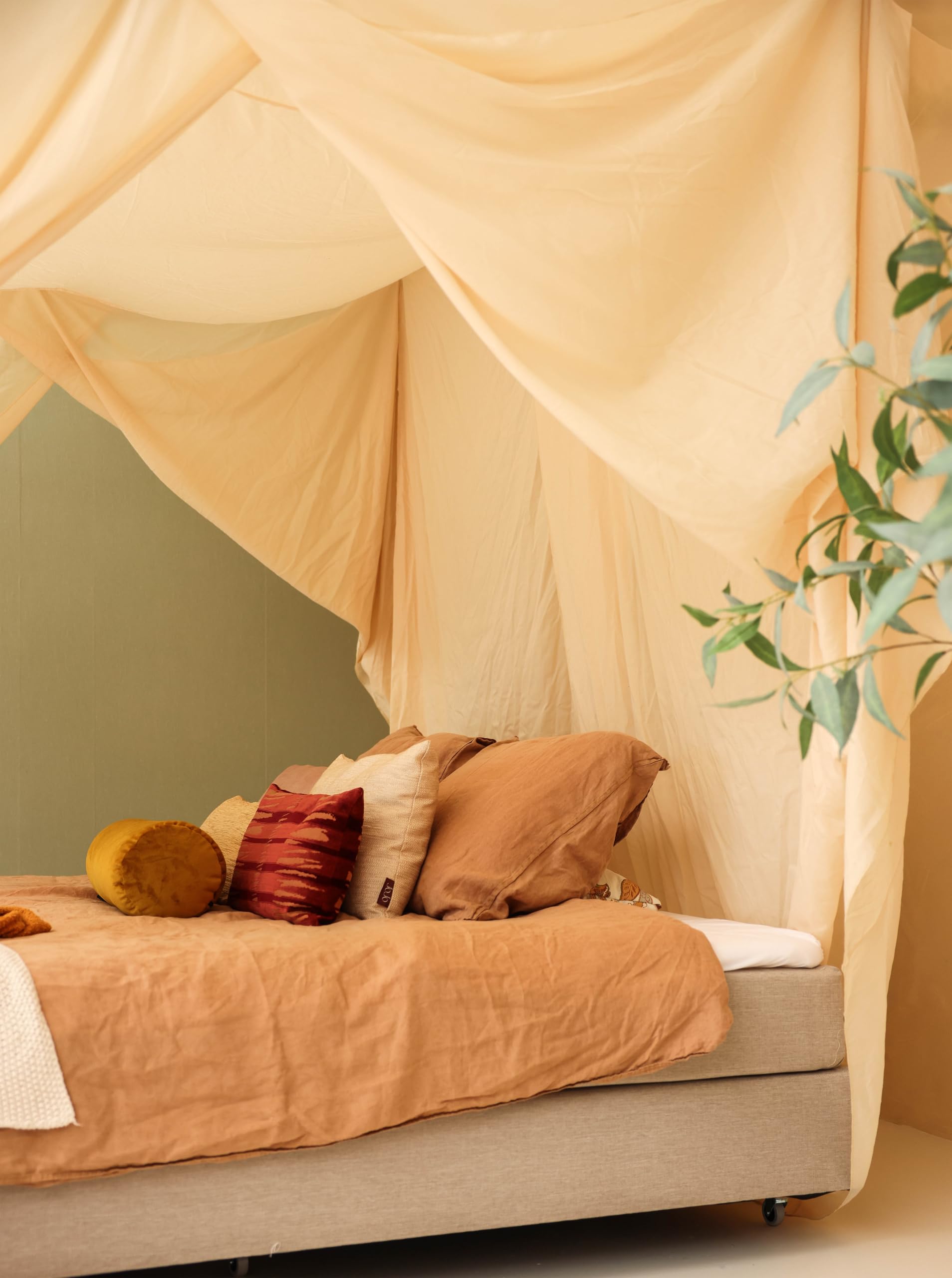 Cremebeiger Betthimmel für Doppelbett | Rechteckiges Moskitonetz Größen | Baldachin Bett für Teenagern & Erwachsenen | Himmelbett für Schlafzimmer
