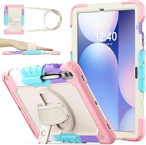 SEYMAC stock Funda para tableta Samsung Galaxy Tab S9 Plus de 12.4 pulgadas 2023 con protector de pantalla y soporte para lápiz correa de mano