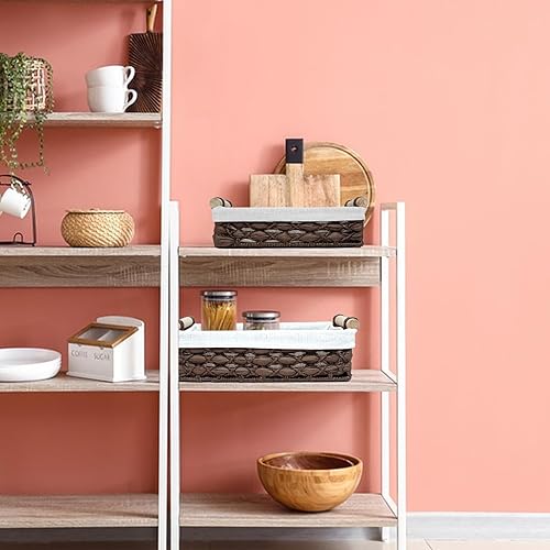 Miniatura 7 de Cesta de almacenamiento de mimbre para organizar con asa, cubos de almacenamiento decorativos para encimera, cesta de almacenamiento de papel