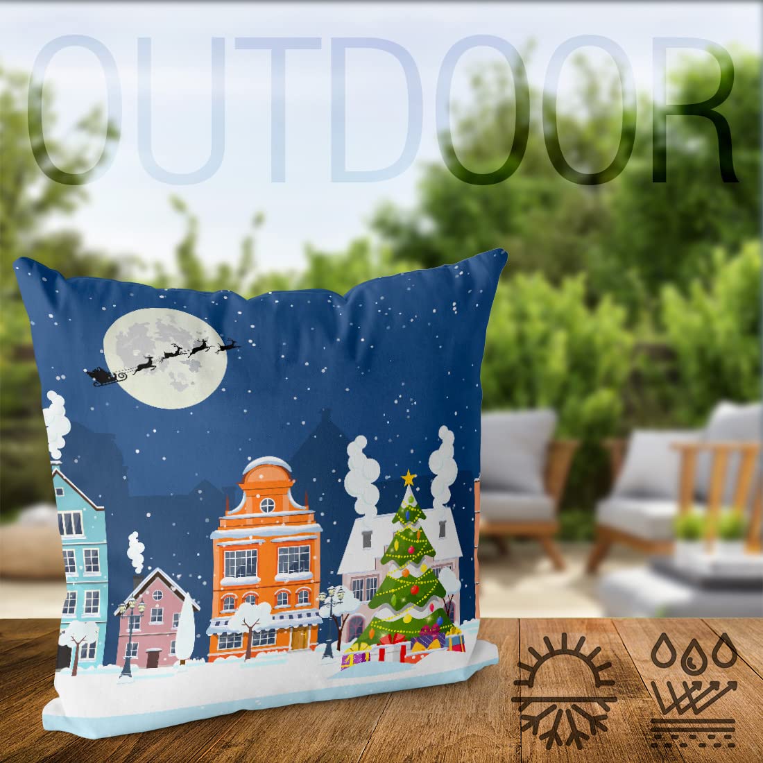 VOID Weihnachtsmarkt Nikolaus Kissenbezug Kissenhülle Sofakissen Kissen Deko Weihnachten Winter Weihnachtsdeko, Kissen Größe:60 x 60 cm