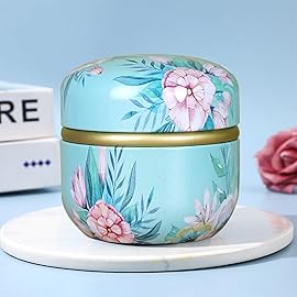 Qopoto Body Powder Puff and Container for Dusting Powder, Women Powder Puff and Powder Case for Bath and Travel (Peony)