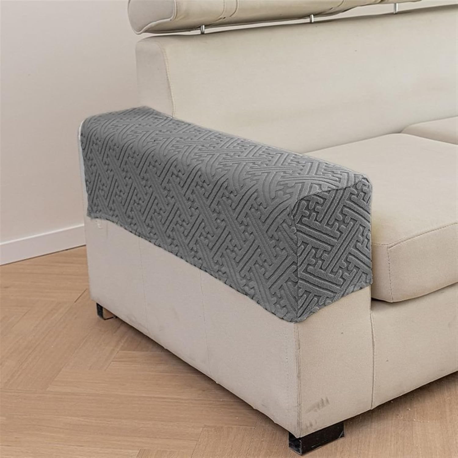 Sofa Arm Covers 2pc Full Anti-Slip Arm Rest Covers for Sofa Fabric Stretch Couch Arm Covers Waterproof Slipcovers Arm Chair Covers(Dark Gray)