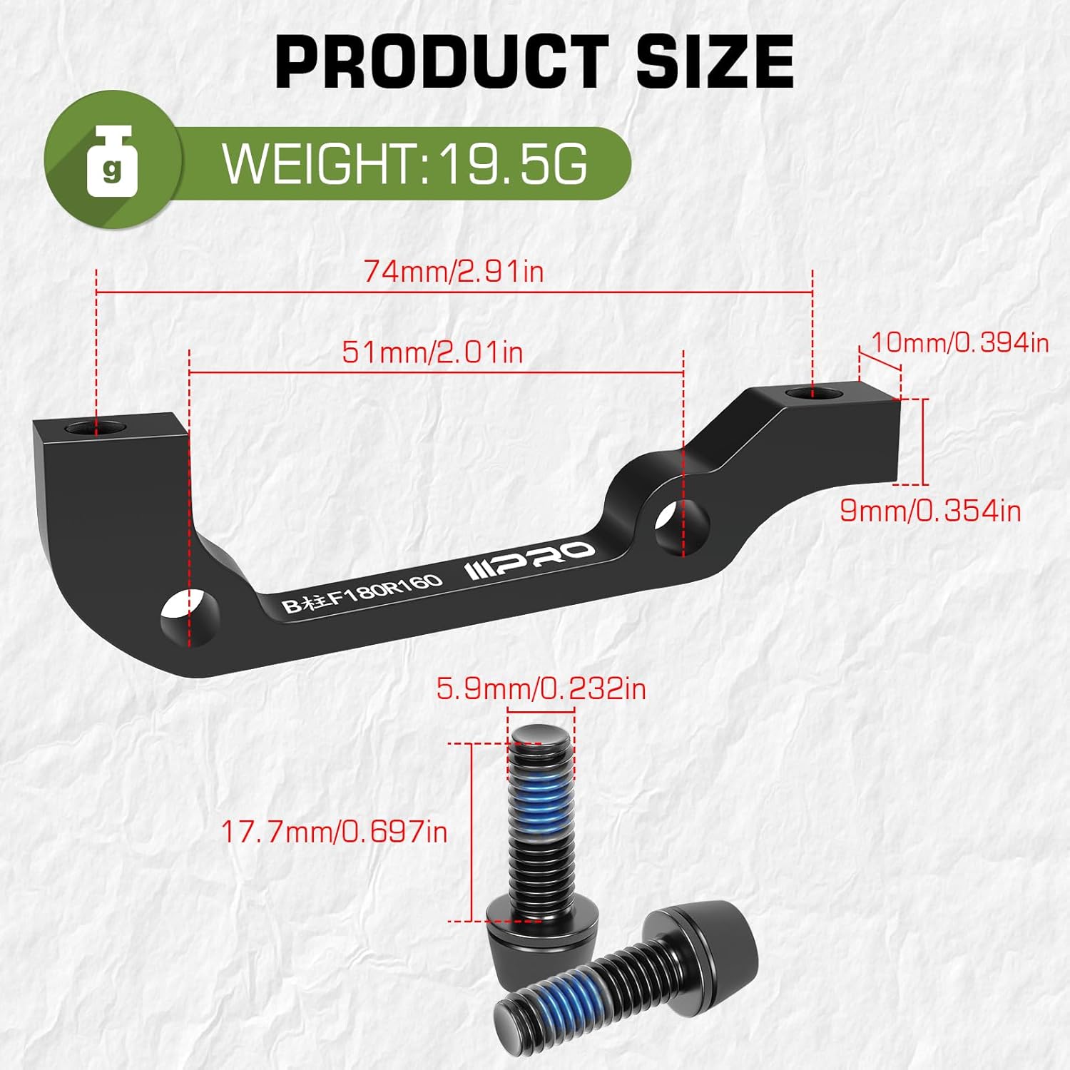 IIIPRO BR-04 is Front 160mm to 180mm /is Rear 160mm Brake Caliper Adapter and A2 160mm Centerlock Disc Brake Rotor