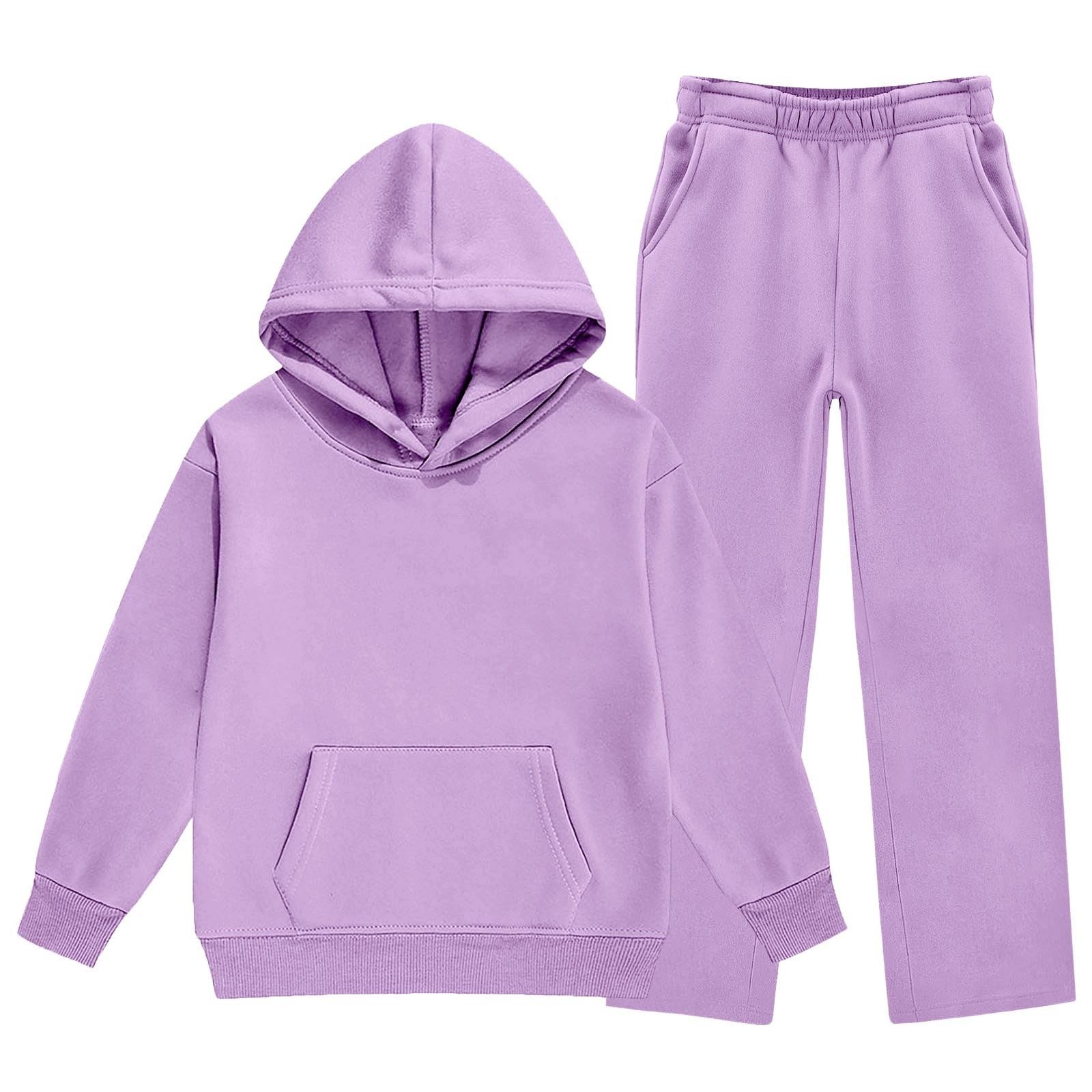 Generico Completo Felpa con Cappuccio e Pantaloni Larghi da Bambina Tuta Invernale Morbida per Mezze Stagioni