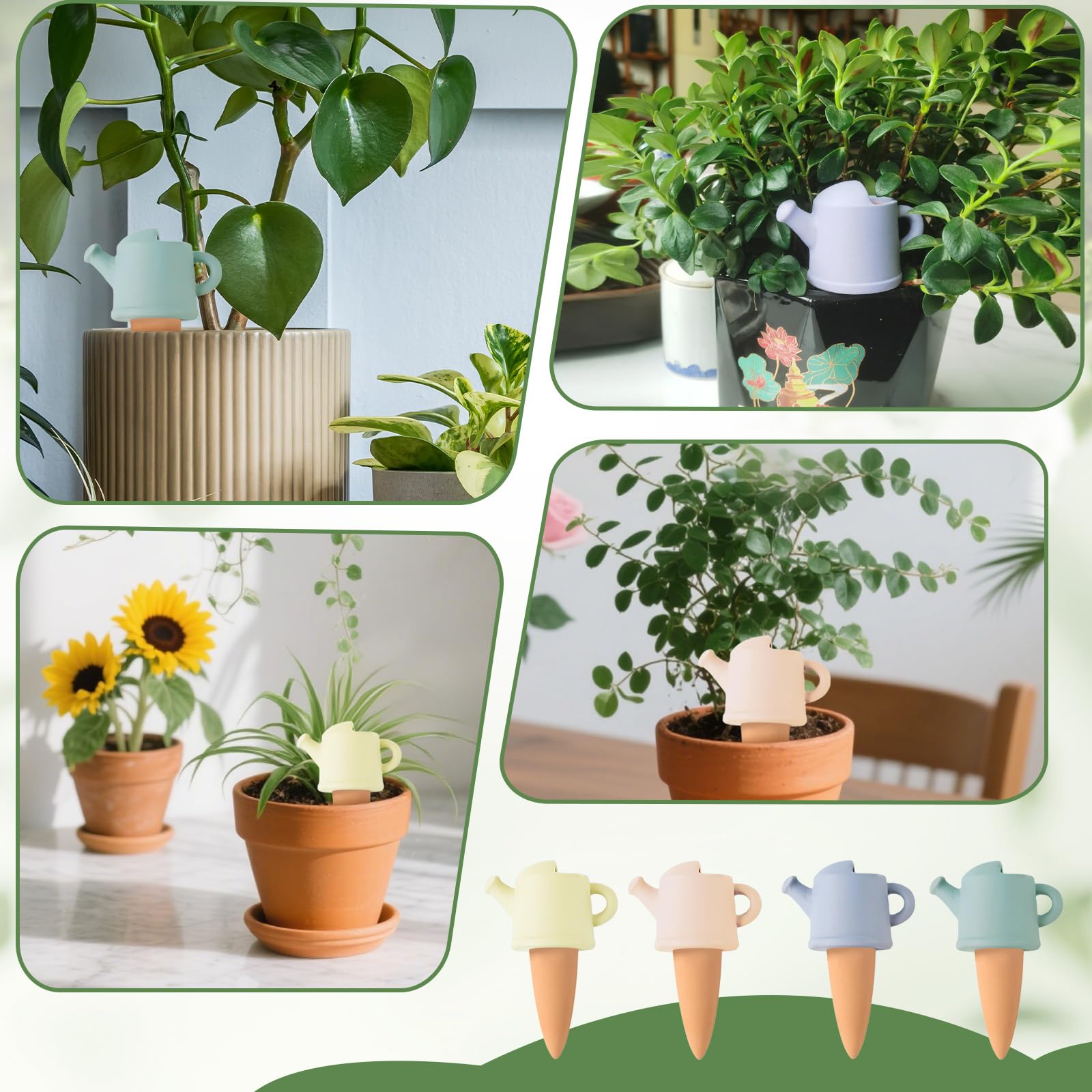 4 Pezzi Innaffiare Piante in Vacanza, Riutilizzabili Olla Terracotta per Irrigazione, Annaffiare Piante in Vacanza per Fiori, Piante in Vaso e Piante da Giardino