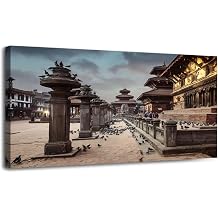 30"x 60" Canvas Wall Art Patan Durbar Square Katmandu Nepal Framed Pictures Painting Prints Large Wall Art for Living Room Bedroom Abstract Home Wall Decor Artwork