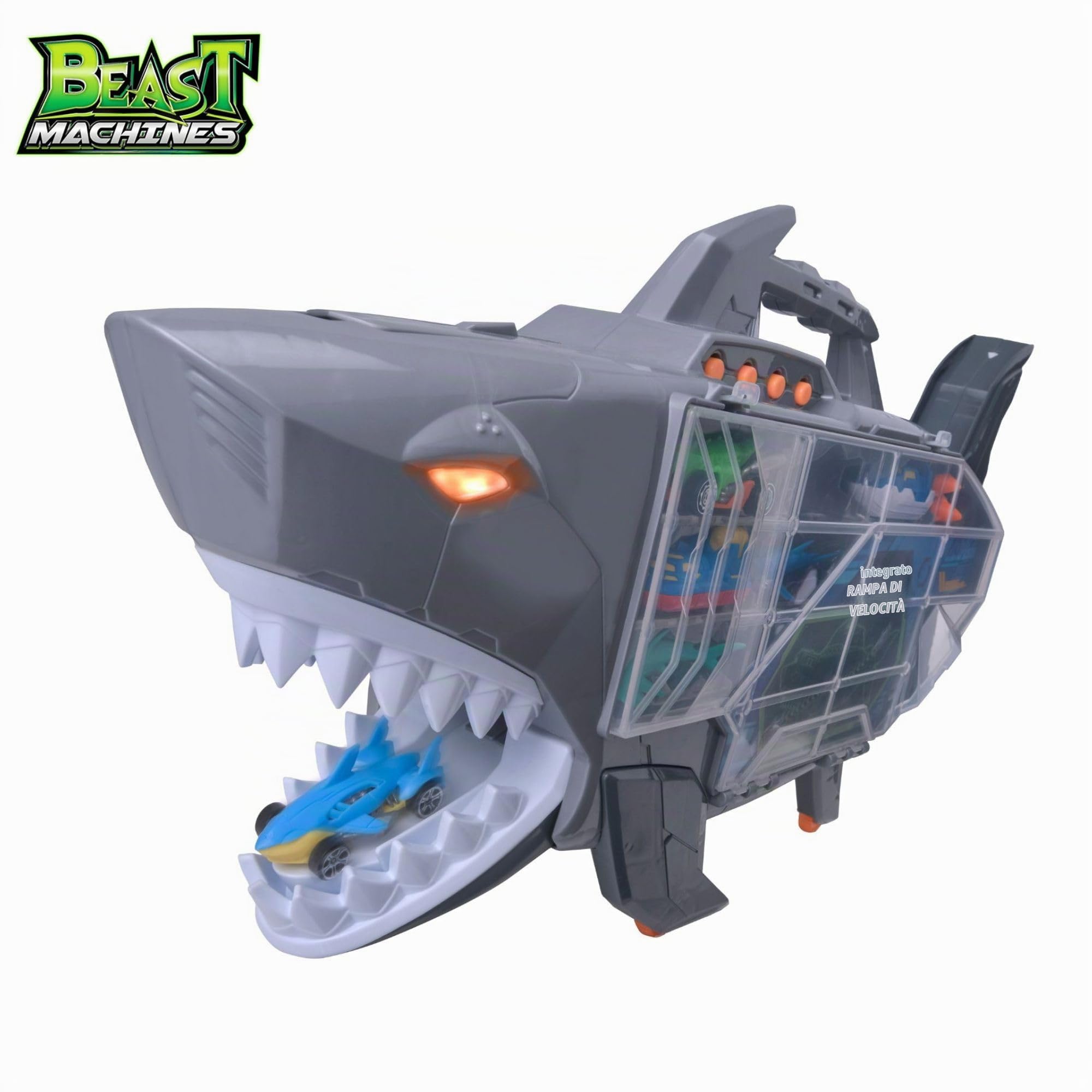 Teamsterz Beast Machines - Trasportatore di squali, con luci e suoni, auto giocattolo, barche e squali, dai 3 anni in su