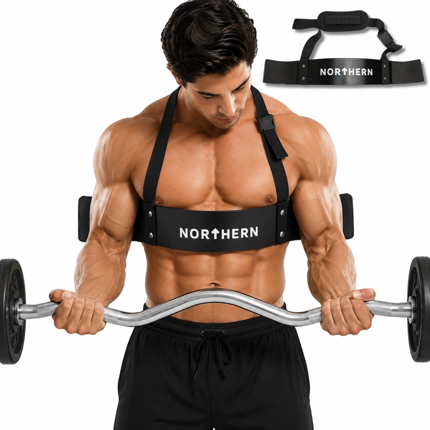 NORTHERN Arm Blaster Bicep Curl Support Isolator with Adjustable Strap & Neck Padding for Strength Training, Weightlifting & Arm Workouts