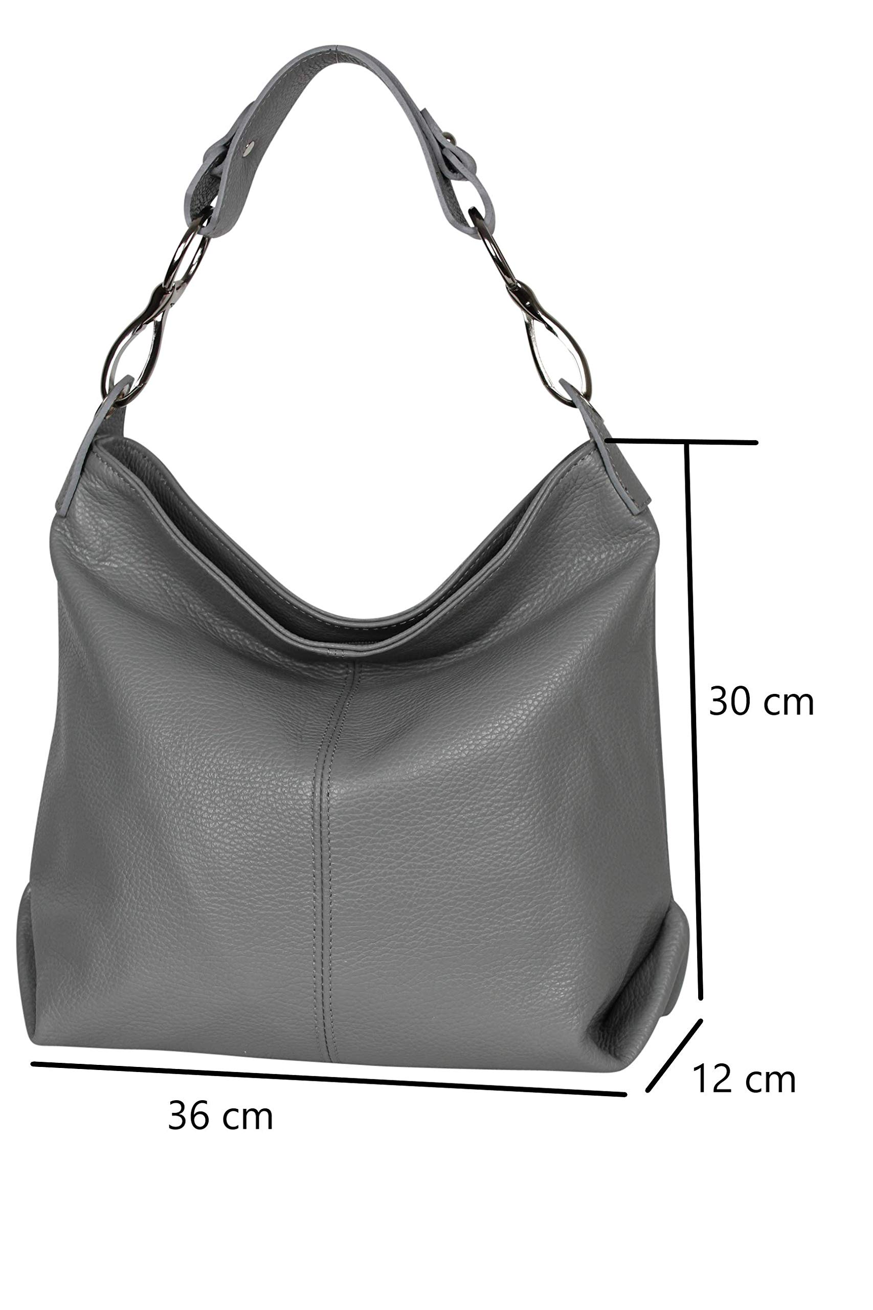 AMBRA Moda GL033 - Borsa a spalla da donna in vera pelle italiana, borsa a tracolla, borsa a mano da donna
