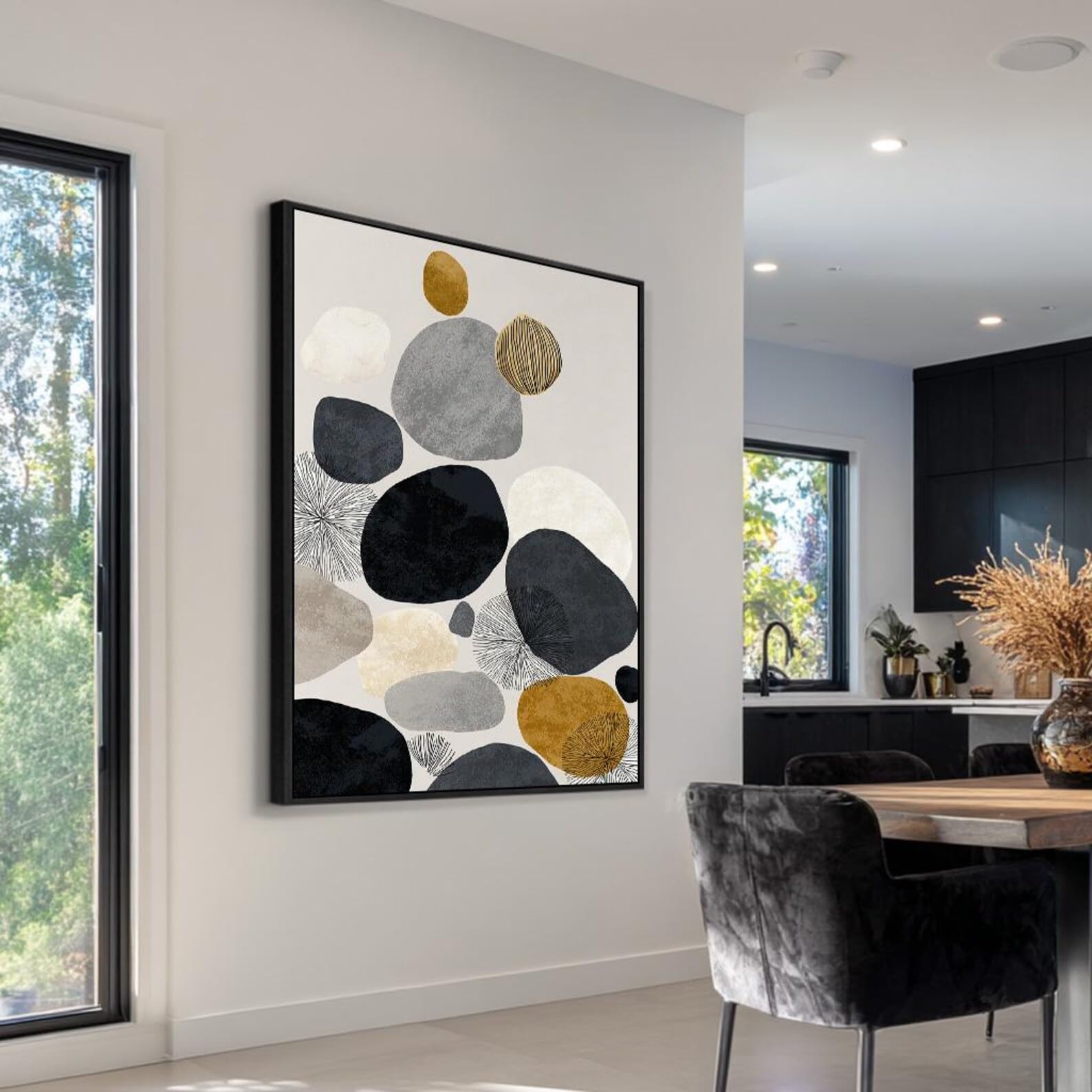 Modern Hallway Decor, Japandi Canvas Wall Art, Portrait Wabi Sabi Abstract Painting, Large Minimalist Posters and Prints(70x100cm/Frameless)
