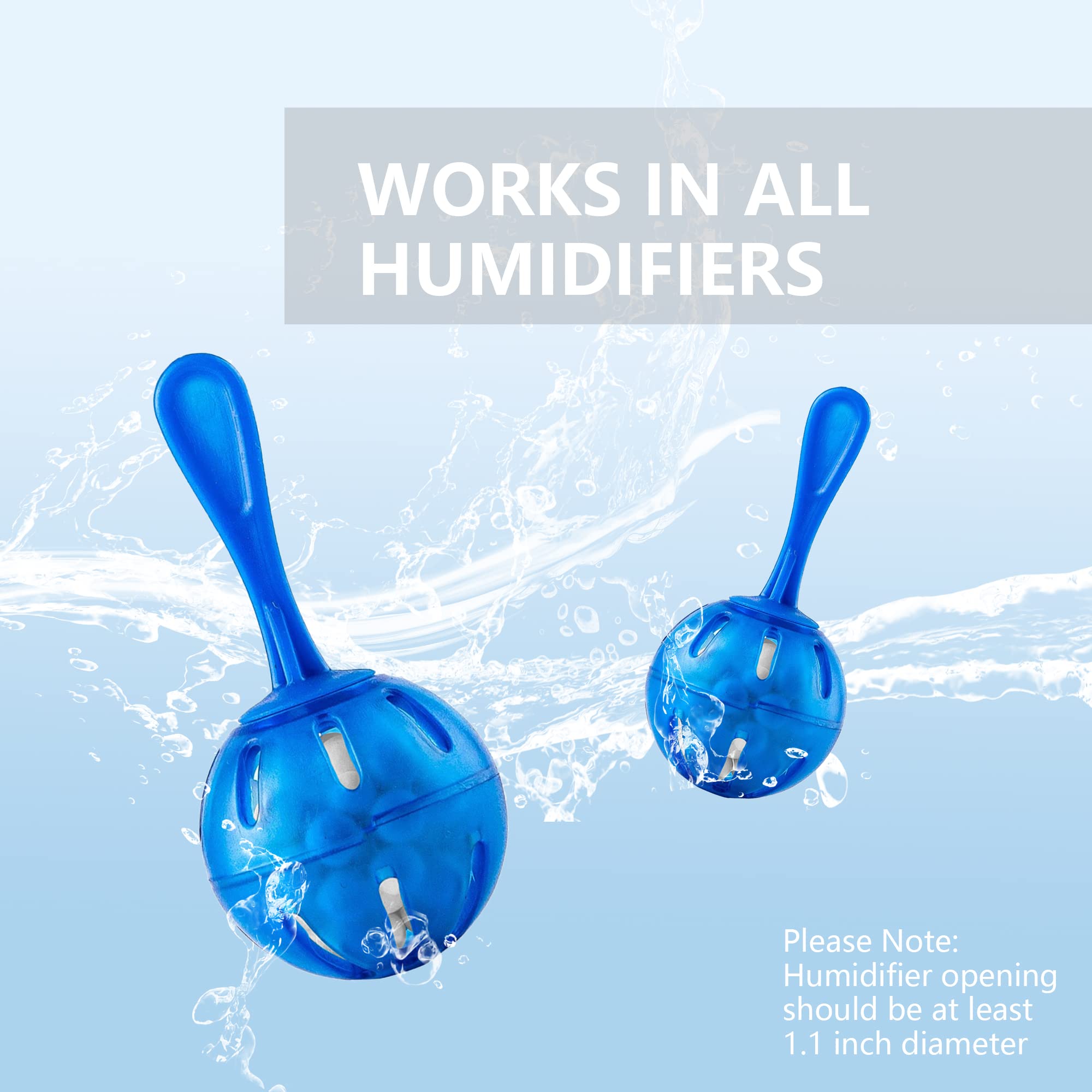WANGCL Paquete de 10 limpiadores de humidificador, bola de limpieza de desmineralización, funciona en todos los humidificadores y tanques de peces, purifica el agua, elimina el polvo blanco y el olor
