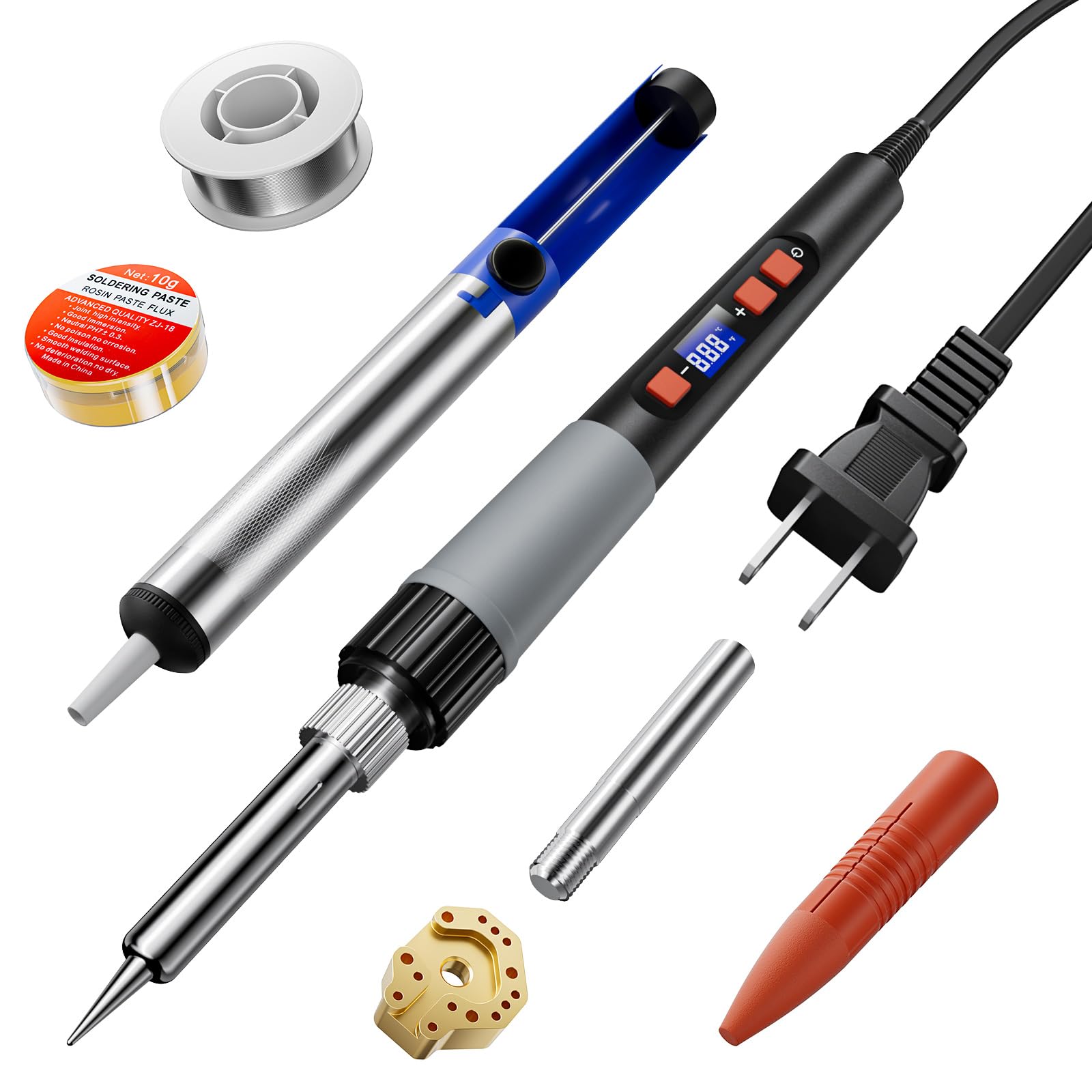 Soldering Iron Kit 90W for Electronics, Digital Adjustable Temperature Soldering Iron 356-932°F (180-500°C) with ON/OFF Switch, Soldering Kit