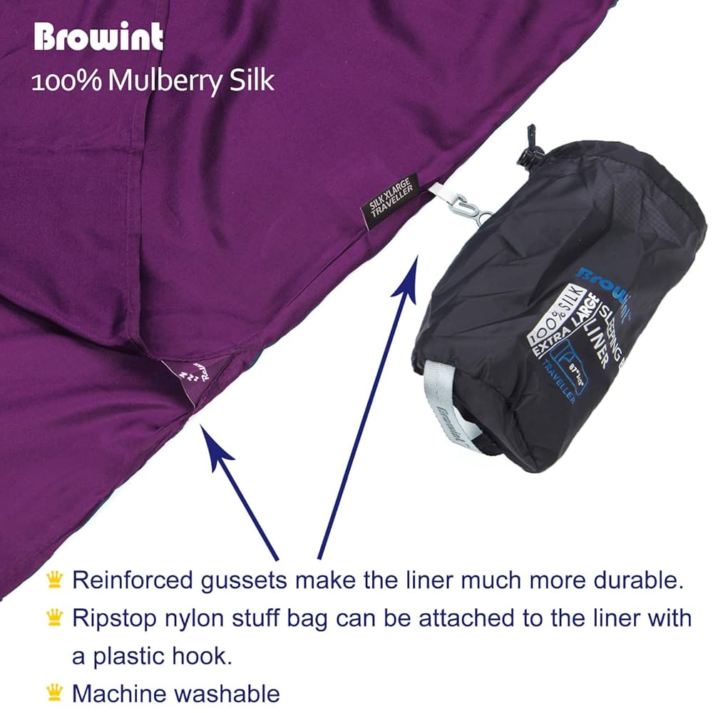 Browint シルク/コットントラベルシート ダブルジッパー付き 87インチ Amazon | Browint シルク/コットントラベルシート ダブル