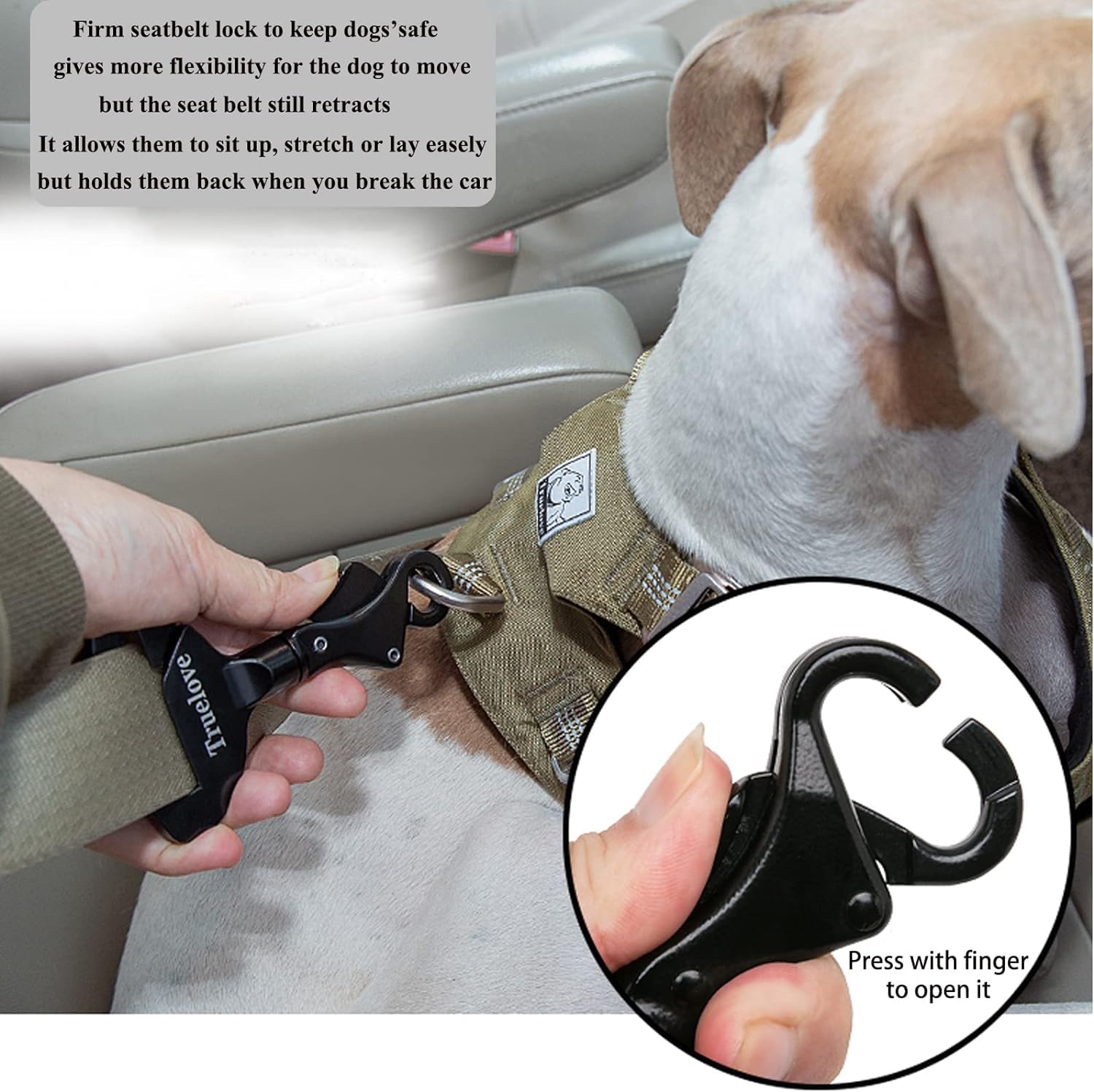 Truelove Vehicle Seat Belt Safety Buckle Lock, Dog Seat Belt Clip Universal Dog Car Restraint - Portable Vehicle Seatbelt Harness for Pet Car Travel(Purple) - image 6