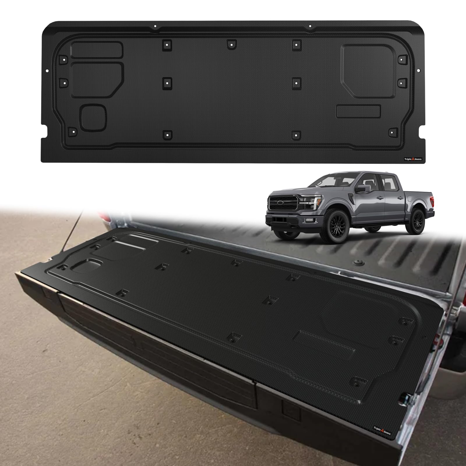 TripleAliners Tailgate Mat Compatible with 2021-2026 Ford F150 Accessories, Tailgate Cover Custom Fit All Weather Protection Pickup Liner (Tailgate Work Surface Only)