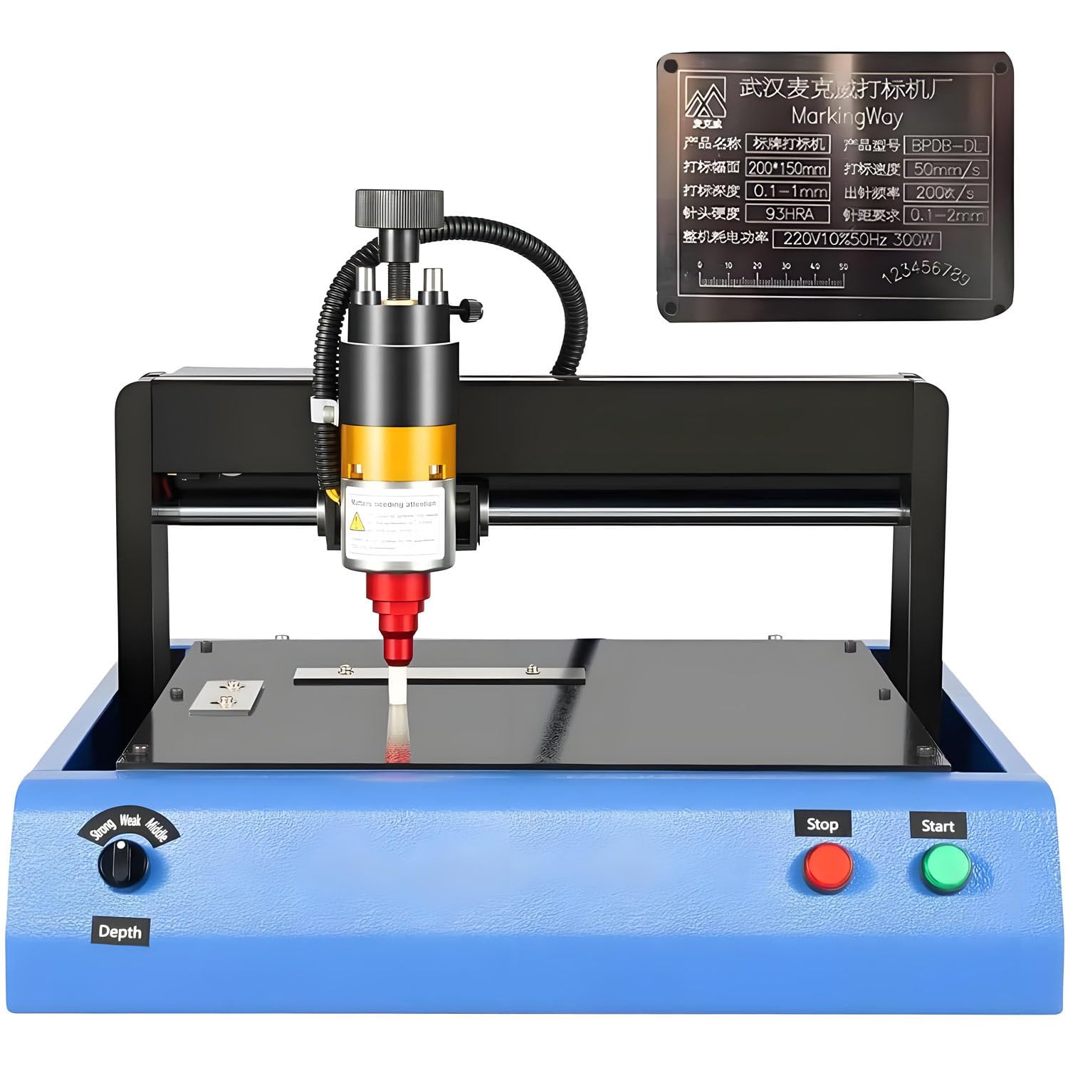 Machine de gravure sur plaque d'acier 400 W, outil de marquage électrique en métal, vitesse de 5,1 cm, graveur de précision pour étiquettes métalliques, plaques nominatives, panneaux 300 x 200 mm