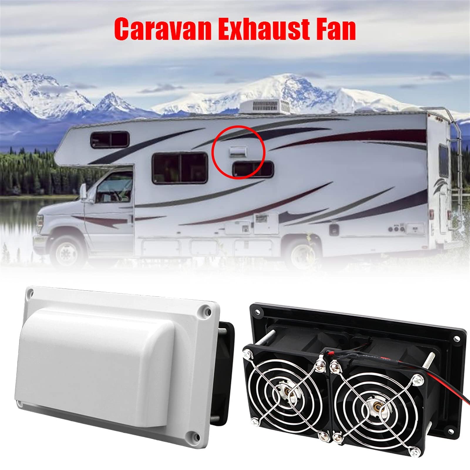 Ventilador Extractor Ventilación de ventilación de ventilación de ventilación de aire de caravana Ventilador de escape con red de protección de acero inoxidable for camper Trailer Motorhome Yacht Acce