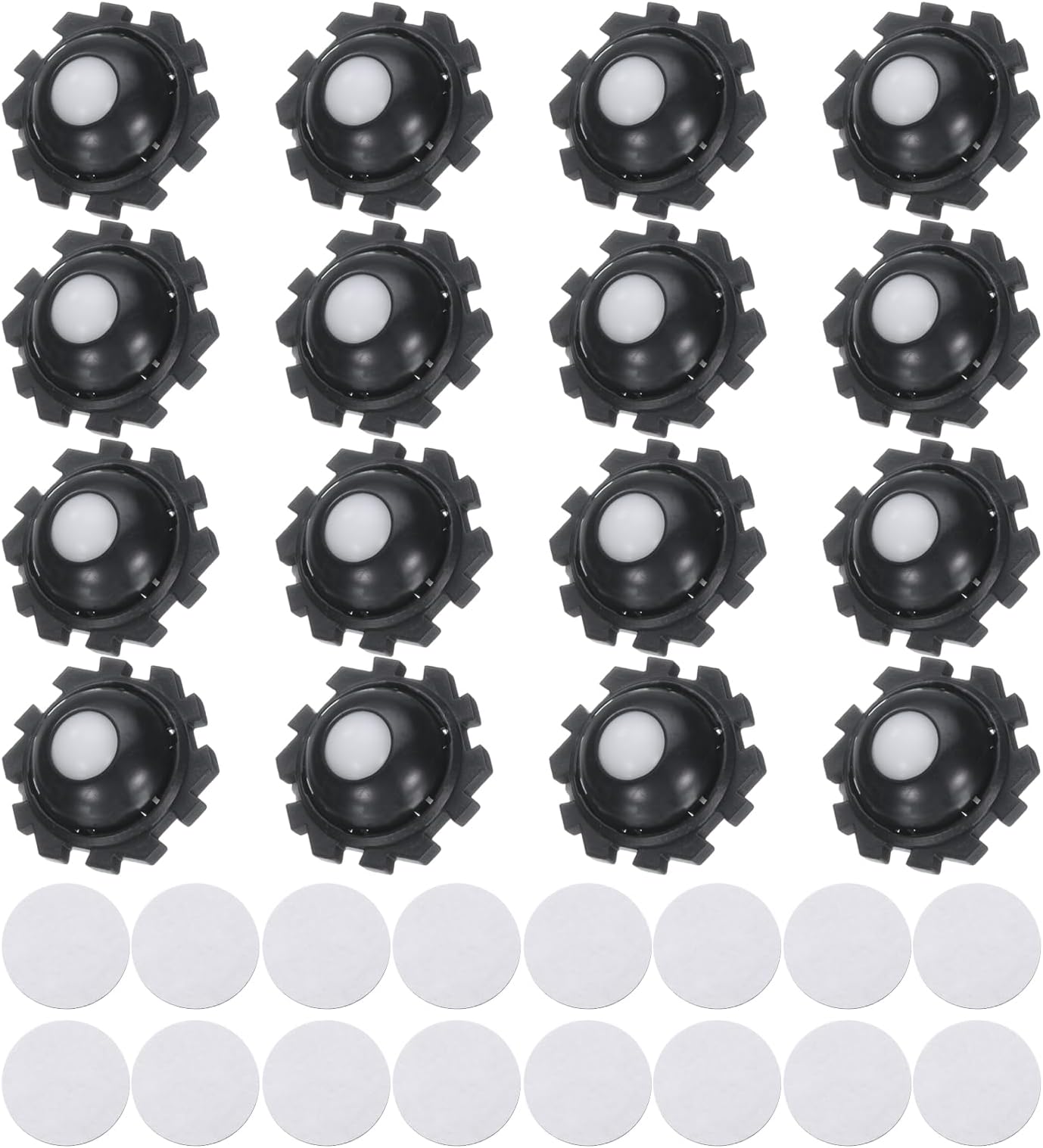 uxcell 16 Pcs Self Adhesive Mini Caster Wheels 1 Inch, 360° Swivel Wheels Universal Sticky Low Profile Roller, 1 Nylon Rolling Ball for Furniture Storage Bins Small Appliances, Black