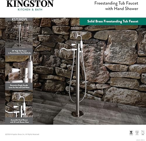 Miniatura 7 de Kingston Brass KS7131DPL Paris grifo para bañera, 9-34" en alcance de la boquilla, cromo pulido