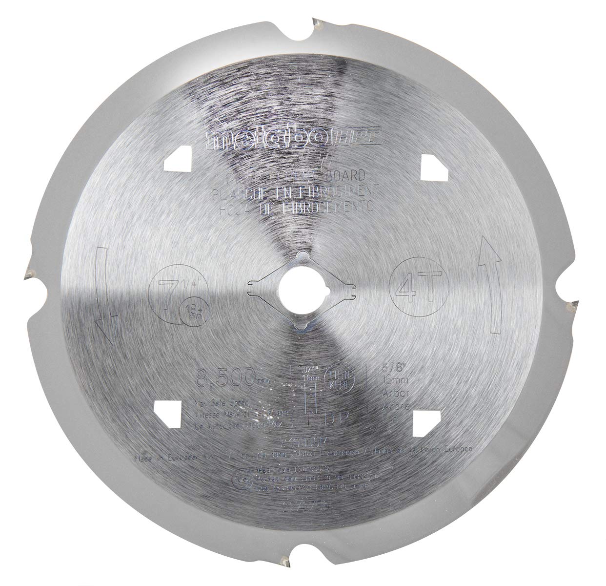 Metabo HPT Fiber Cement Blade, 7-1/4", Polycrystalline Diamond Tip, 5/8" Diameter, 4-Tooth, For Use With Circular Saws, (18008M)