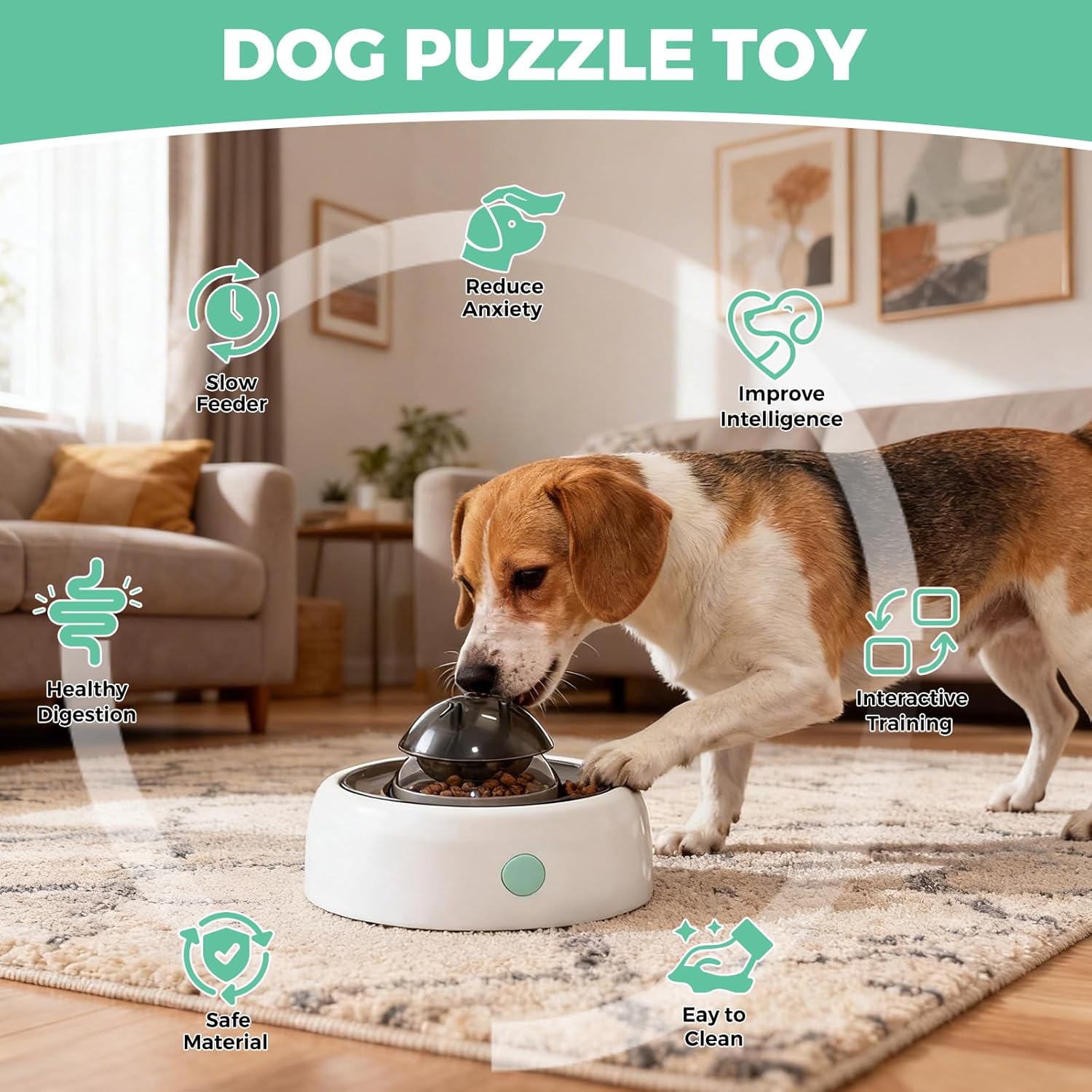 Interactive Dog Puzzle Toys & Treat Dispensing Slow Feeder - Dog Enrichment Toys for IQ Training, Mental Stimulating Toys for Healthy Digestion, Easy to Clean & Anti-Slip Design