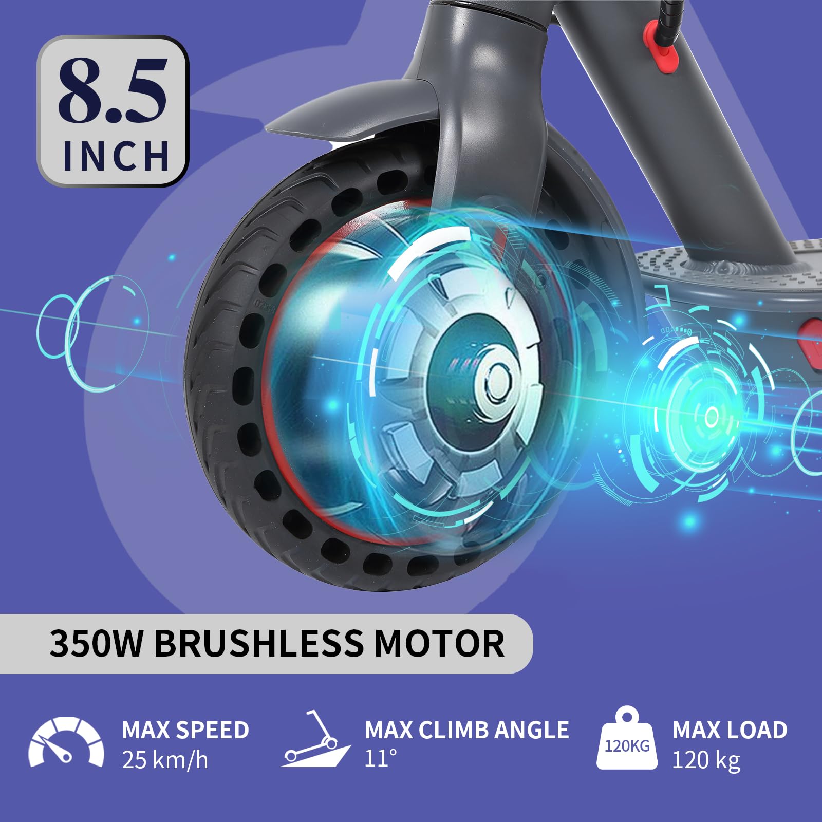 Trottinette Électrique pour Adultes avec Batterie Li-ION 7.5 Ah, Contrôle Via APP et Affichage LED, Capacité de Charge Max 120 kg, Autonomie 15-25 km, E-Scooter Robuste et Performant