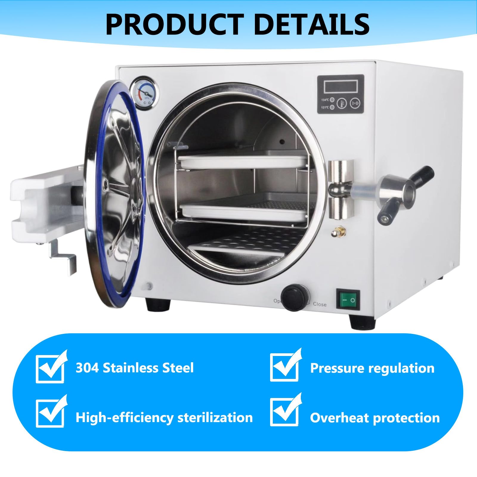 Macchina per La Pulizia del Laboratorio A Vapore, Laboratorio/Forniture Mediche Professionali, con Vassoio per Strumenti E Tubo di Scarico, per cavità Orale, Tatuaggio 18L-1100W