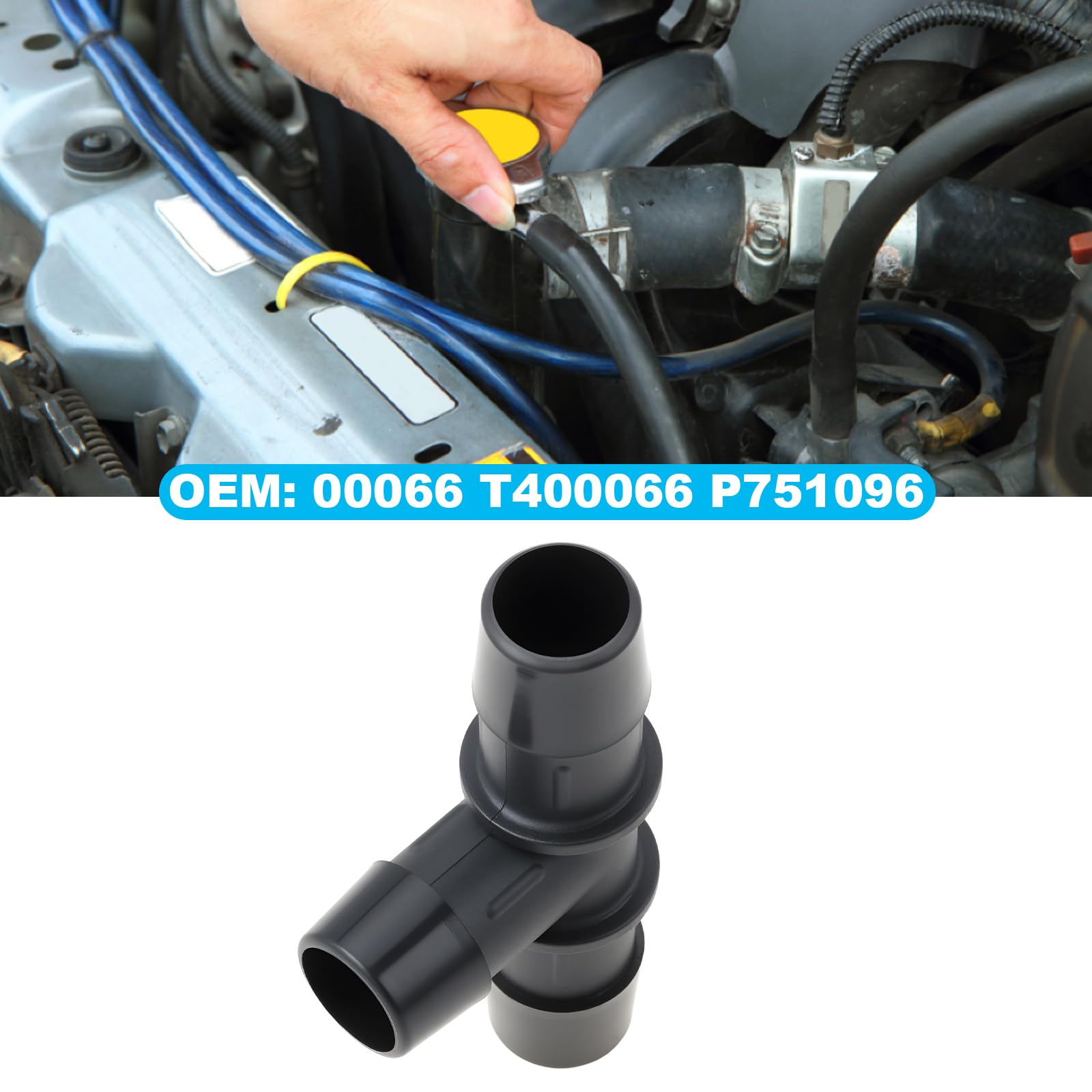 2x Raccordo a T Tubo Refrigerante 16x16x16mm 00066 P751096 Compatibile con Metalcaucho Refrigerante Motore Auto