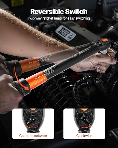 Miniatura 48 de VEVOR Llave dinamométrica de clic de 1/2 pulgada 25-250ft.lb/34-340n.m, juego de llaves dinamométricas ajustables de doble dirección, juego