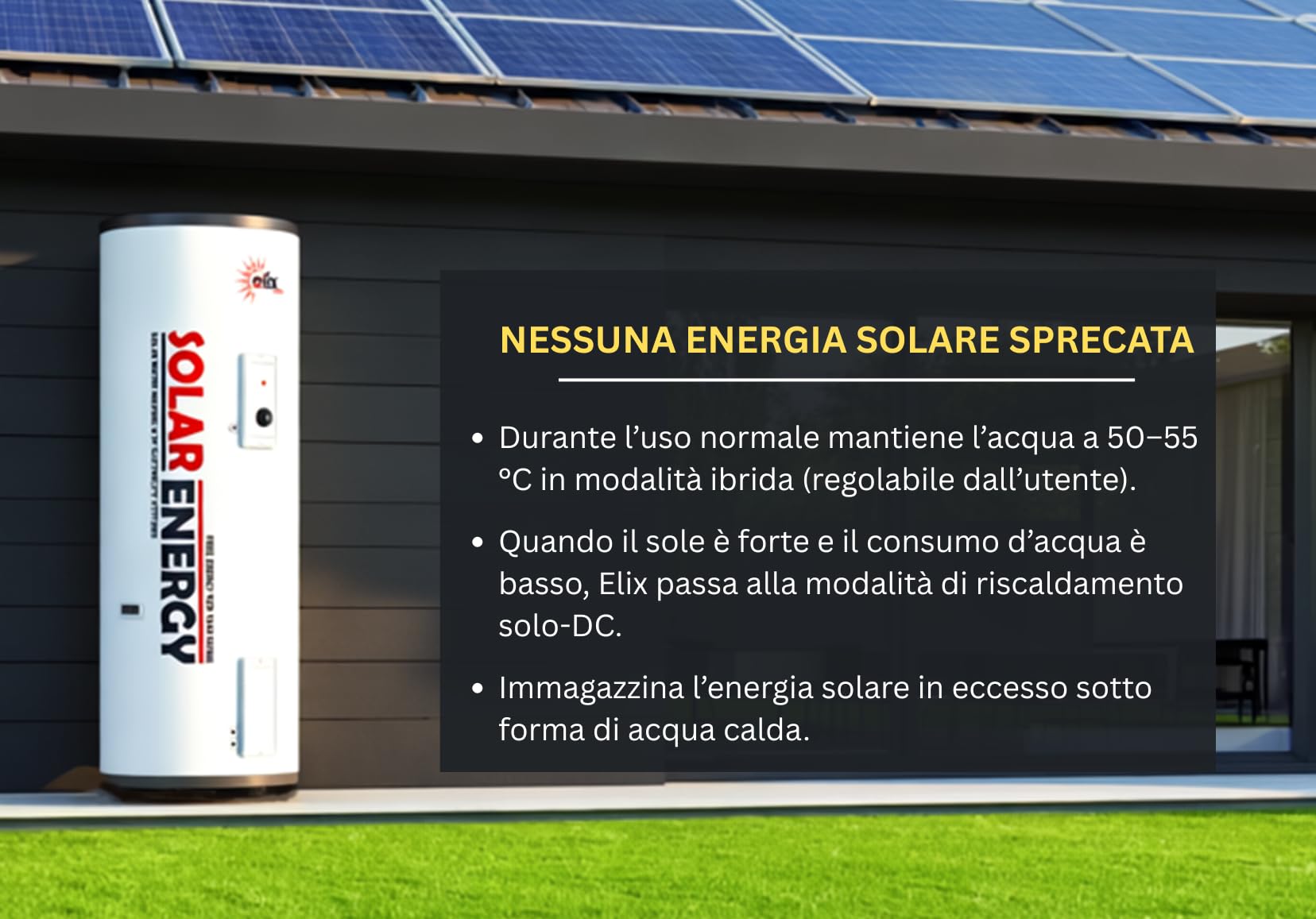 Scaldabagno Solare Fotovoltaico PV Elix 150/200 L | MPPT (con MPPT, 200L, DC 1500W)