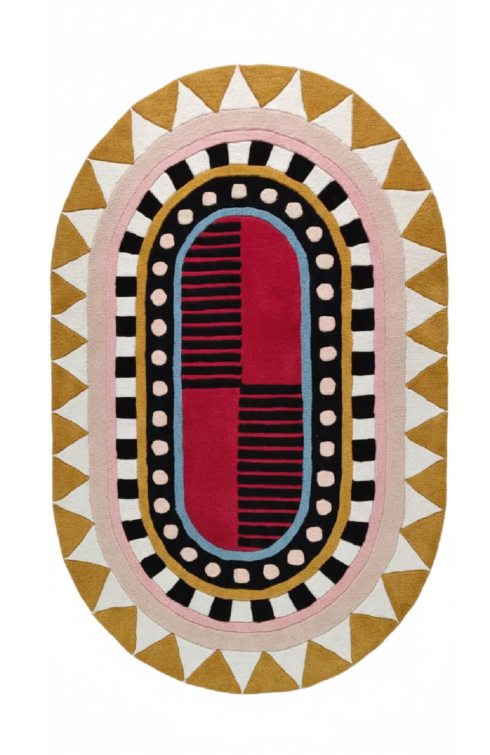 Chula Vista Rug Handmade Oval Shaped Wool Area Rug for Living Room, Bedroom, Dining Room, Conference Room, Hall and Carpet for Home Rugs (Design I, 5