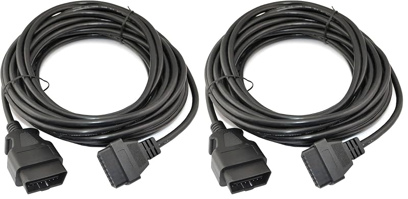 Cabo de Extensão OBD2 OBD-II 16 Pinos J1962 Macho para Fêmea iKKEGOL 10 m Pacote com 2