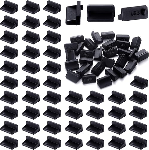 Hoolerry 200 piezas USB tipo A cubierta de puerto anti polvo cinta protectora A negro enchufe enchufe USB tapón anti polvo tapones antipolvo para