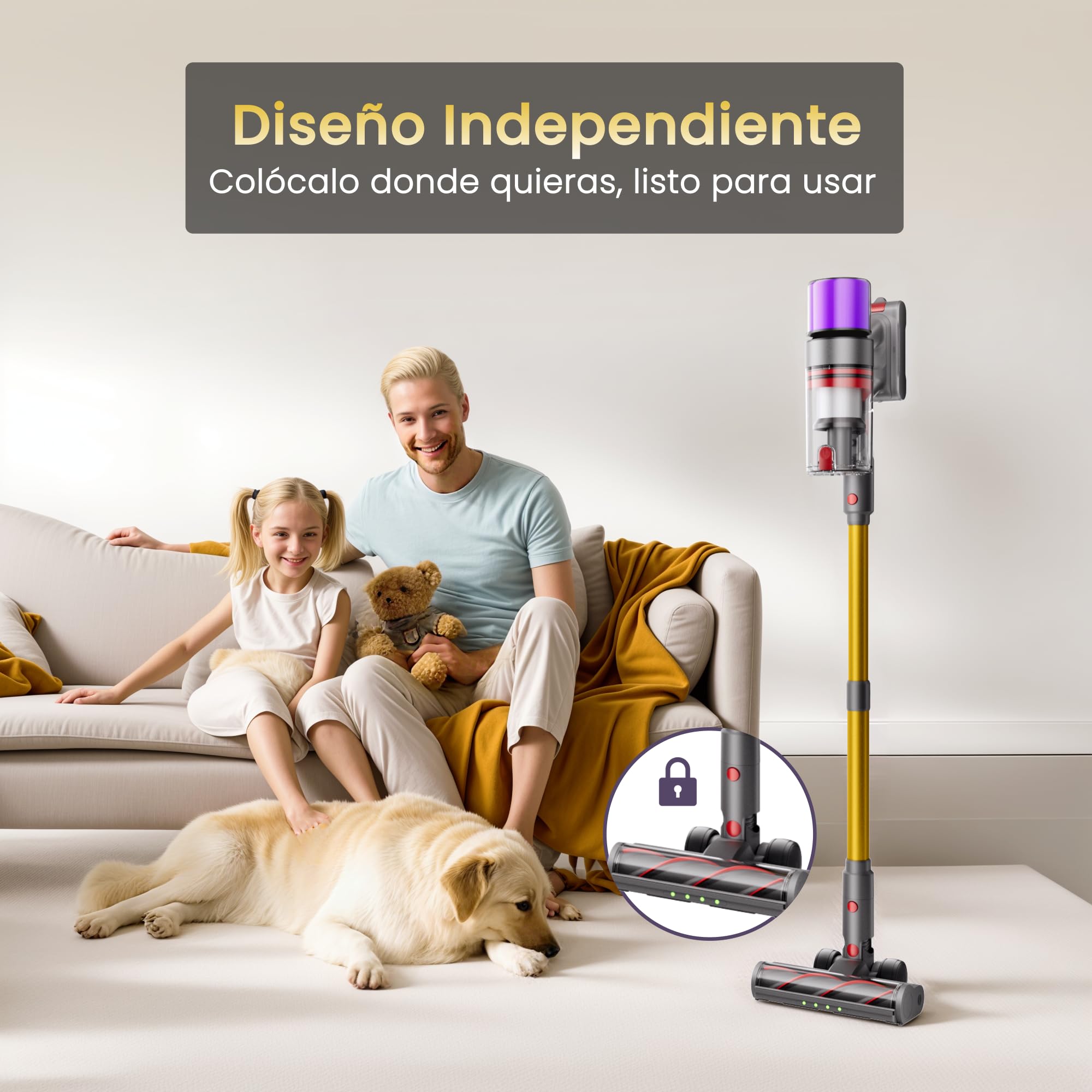 X7 Aspiradora Sin Cable, 55 kPa, 600 W, 80 Min, Base Mural | Aspiradora Escoba Con Modo AUTO, Pantalla LED, Sensor De Polvo Y Cepillo Antienredos Para Suelos, Alfombras Y Mascotas