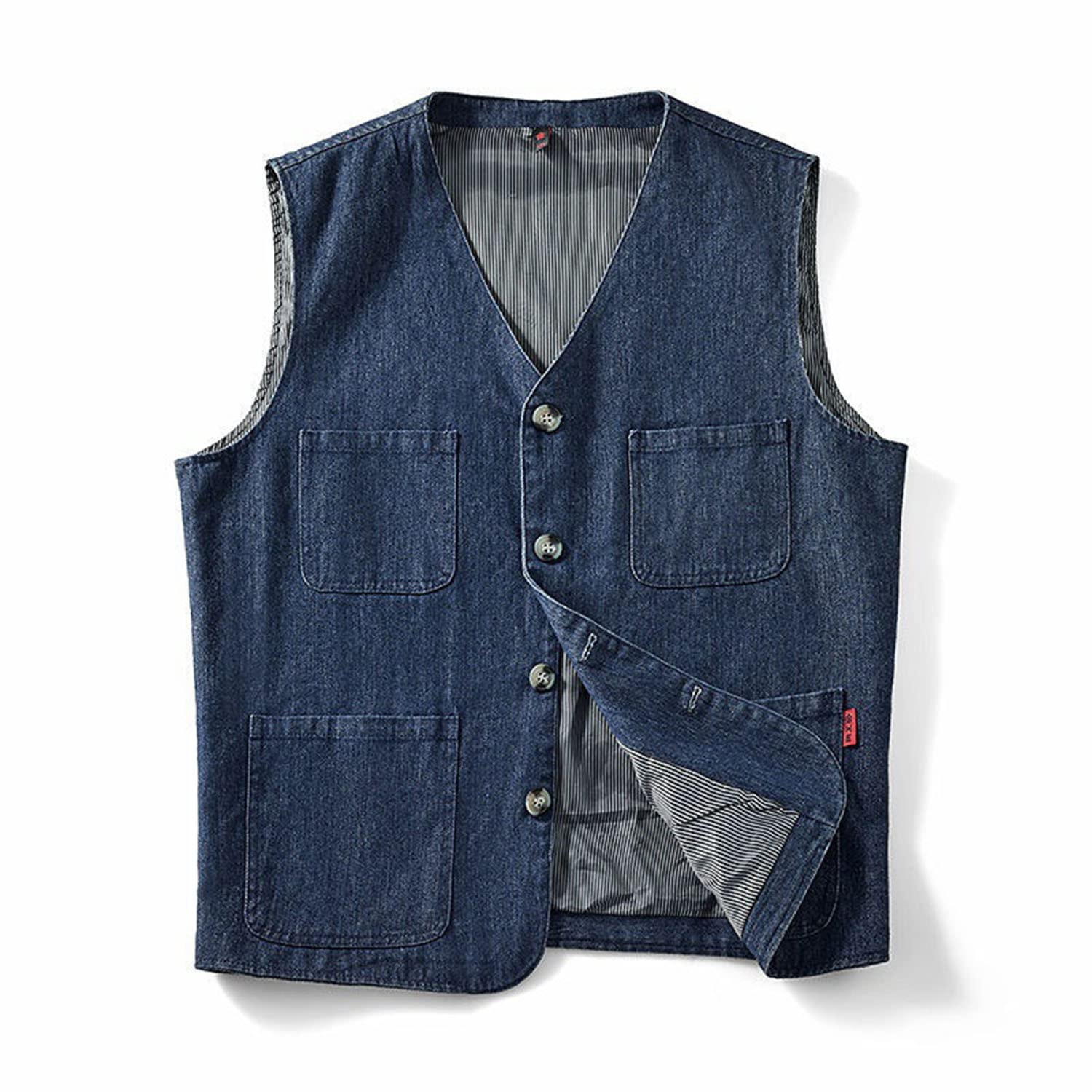 Chaleco Hombre Primavera Y Otoño Chaleco Vaquero Exterior Chaleco Casual Sin Mangas Chaleco Multibolsillos Chaleco Práctico Multifuncional