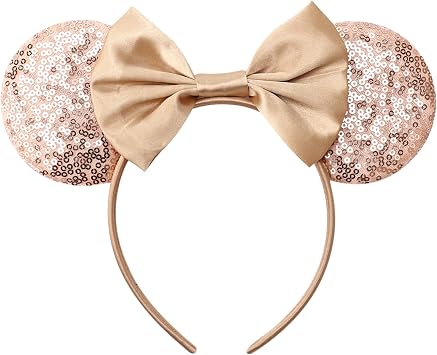 AQOKKA Mouse Ears Headbands with Bow Minnie Ears Cosplay Costume Hair Accessories for Women Birthday Party Decoration