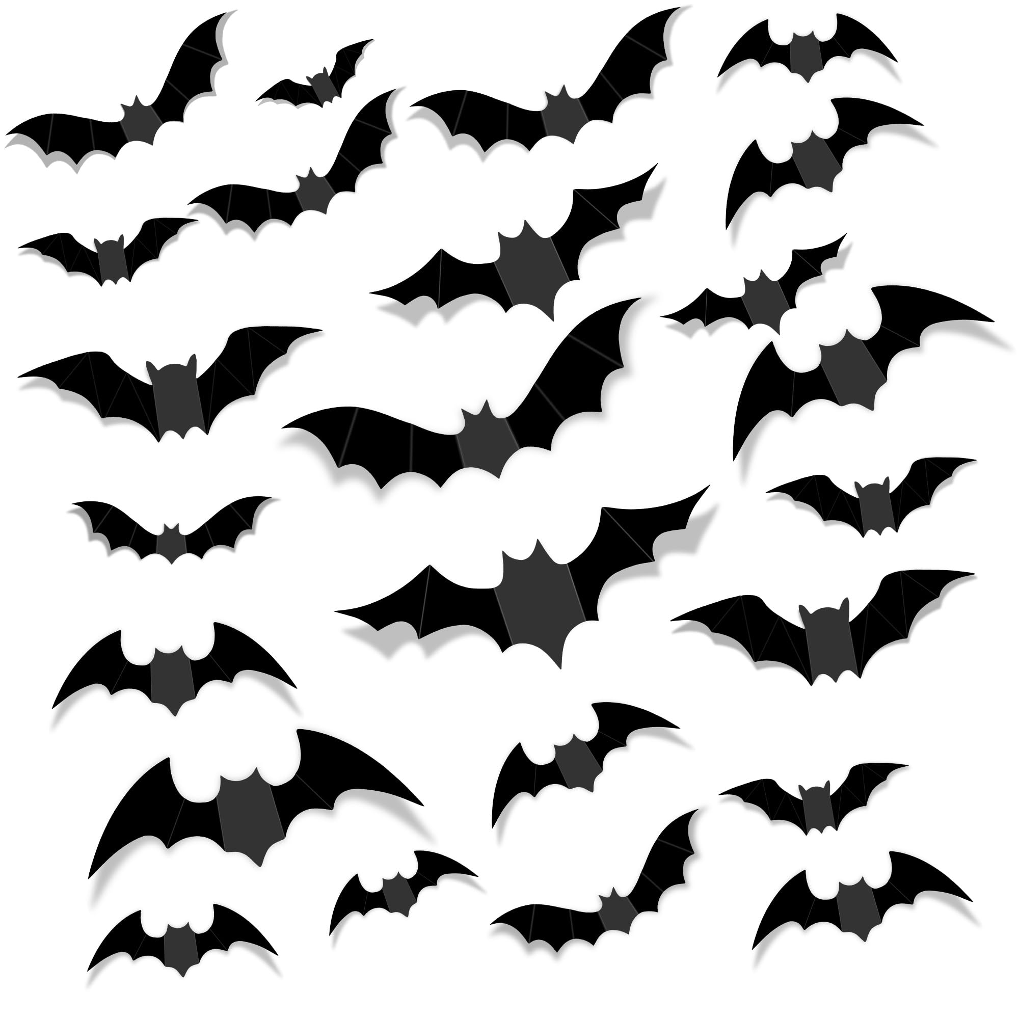68Pcs Bat Wall Decor, Halloween Bats Decorations 3D Bats Wall Decor Realistic PVC Bats Stickers for Outdoor DIY Home Decor Party Supplies