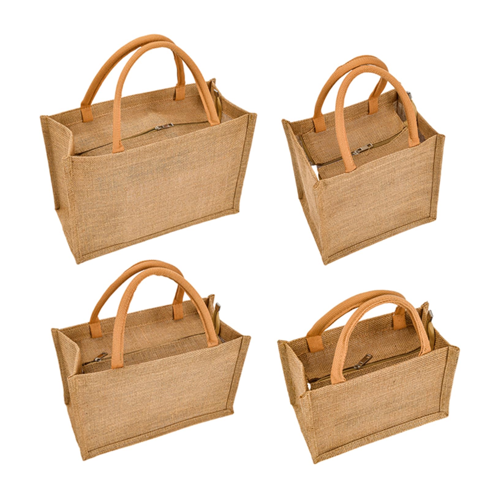 Borsa della Spesa in Iuta,Borsa Juta,Borse Spesa in Juta,Borsa Iuta Impermiabile,Borsa Portatile in Iuta,Iuta Borsa da Spiaggia,Riutilizzabile,Chiusura Zip,per Shopping,Picnic,Spiaggia